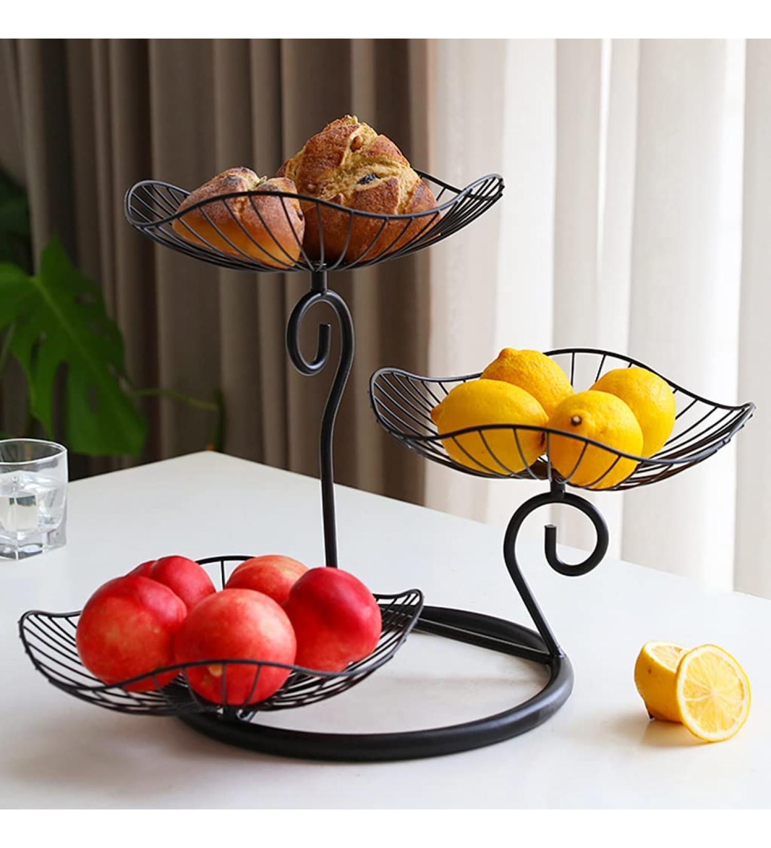 Fruit Basket Fruit Bowl 3-Tier Fruit Basket Holder Decorative Fruit Bowl Stand for Countertop Kitchen Home Kitchen Organizers and Storage (Color : Black1) - Buy Online on GoSupps.com