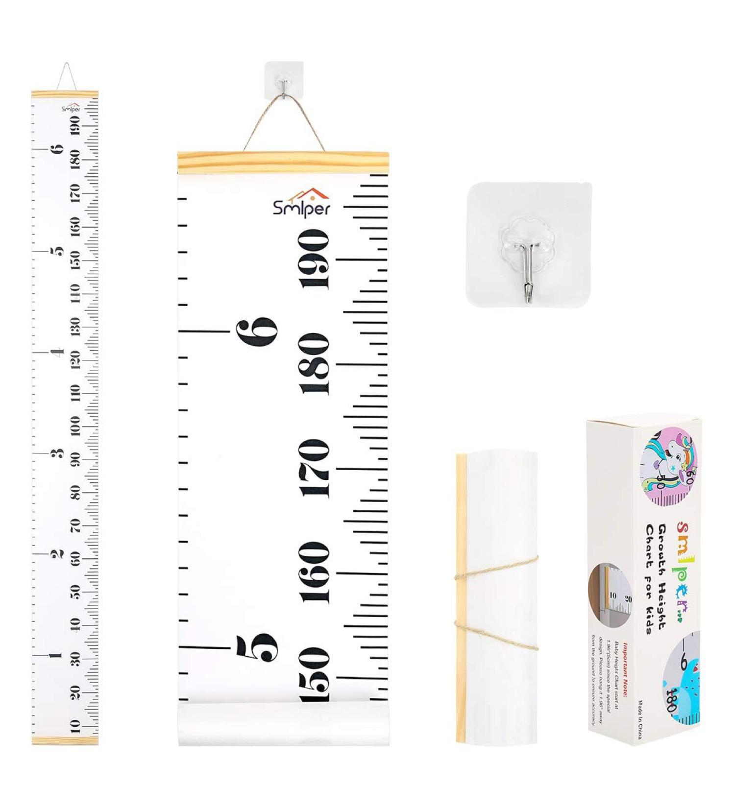 Smlper Kids Height Chart Wall Hanging Ruler Canvas Growth Baby Nursery Decor 79x7.9 (Sun) White - Buy Online on GoSupps.com