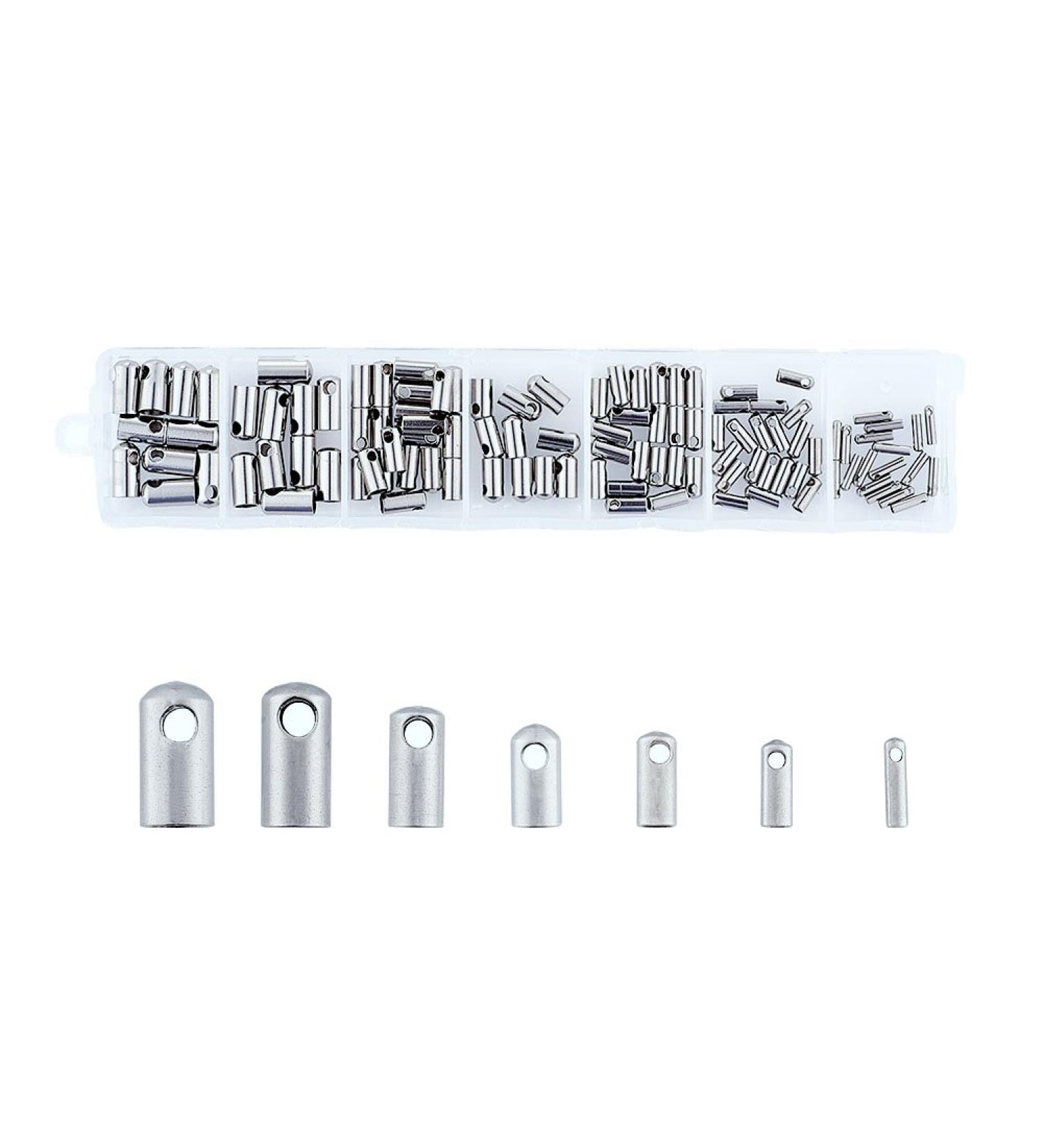 Pandahall 110 Pcs Stainless Steel Tube Leather Cord Ends - Jewelry Making End Caps - Buy Online on GoSupps.com
