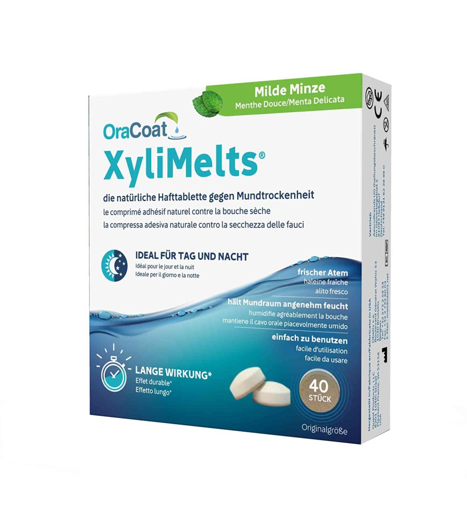 OraCoat XyliMelts - 40 Adhesive Discs for Dry Mouth Relief - Mild Mint Flavour - Buy Online on GoSupps.com