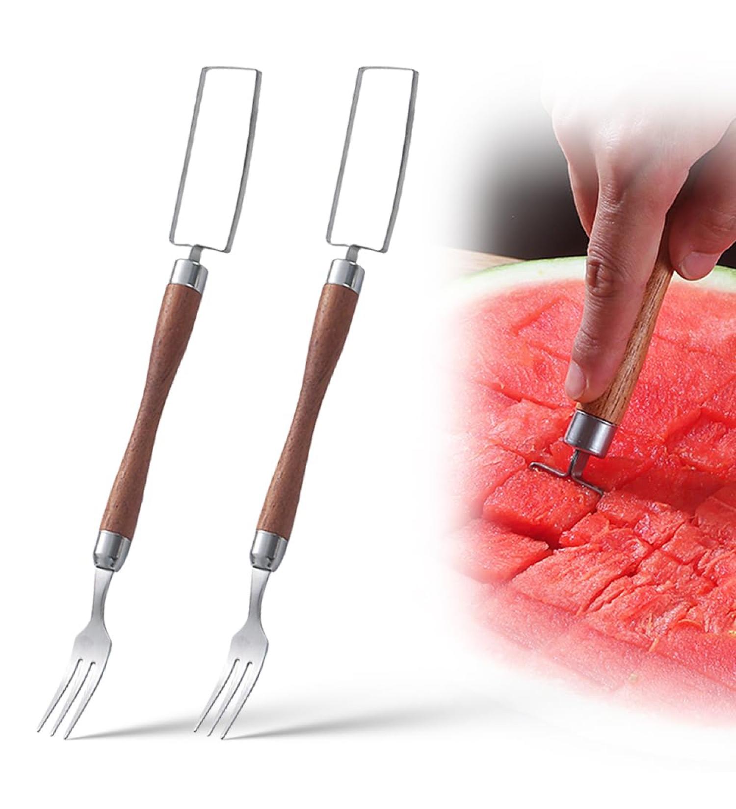 Upgrade 2-in-1 Stainless Steel Fruit Cutter Portable Dual Head Watermelon Cutter Slicer Tool Stainless Steel Watermelon Fork Slicer Cutter for Family Party Camping (2) - Buy Online on GoSupps.com