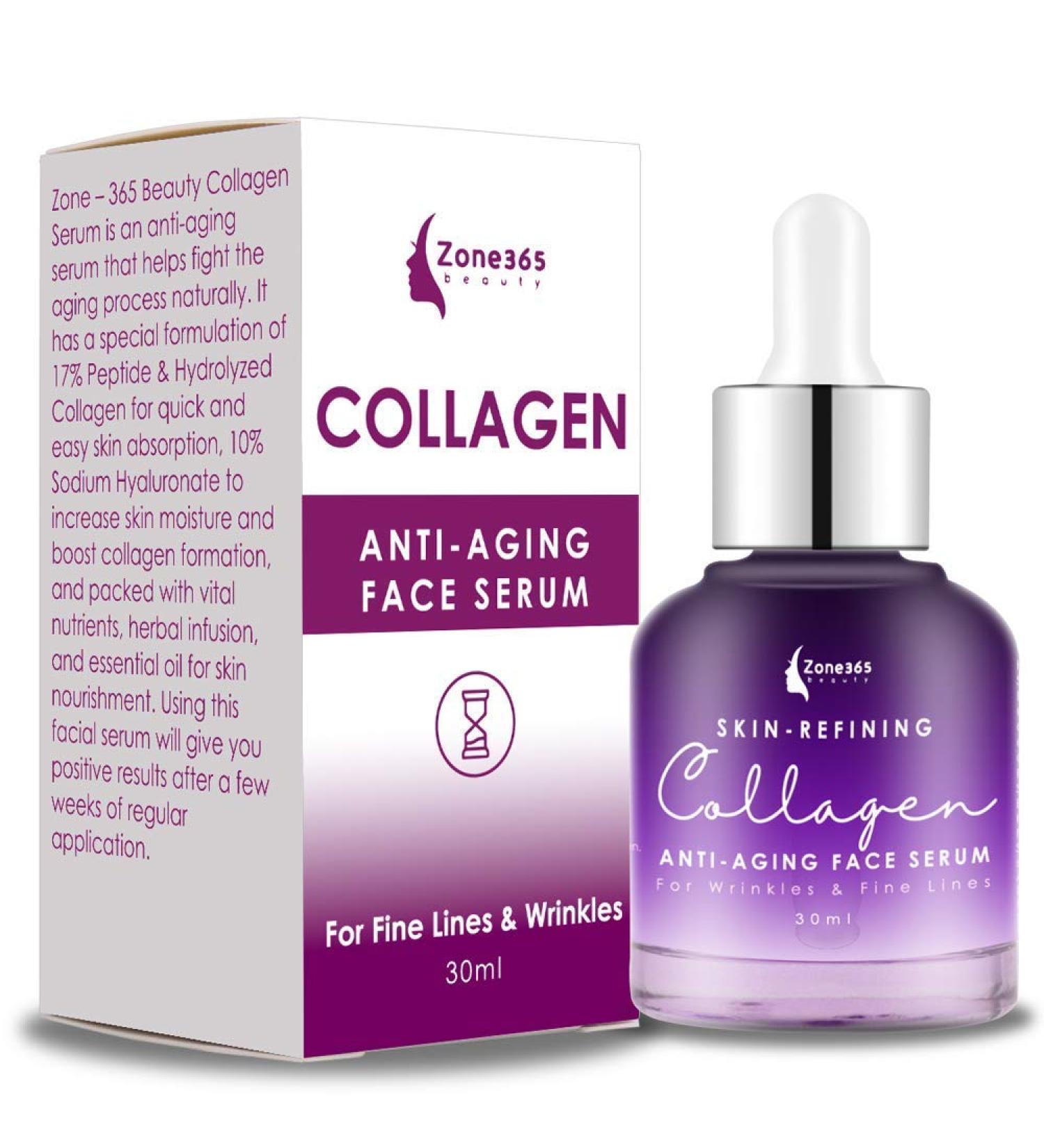 Zone-365 Collagen Serum with Hyaluronic Acid and Herbal Ingredients - 1 fl oz - Buy Online on GoSupps.com