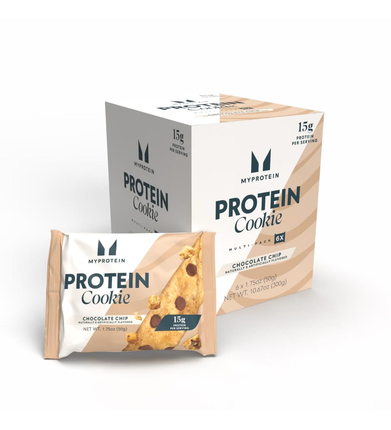 Myprotein Baked Protein Cookie Chocolate Chip Flavor High Protein Snack with 60g Protein Per Box (15g Per Cookie) 6 Soft-Baked 60g Cookies Delicious Post-Workout Treat 210 Calories Each - Buy Online on GoSupps.com