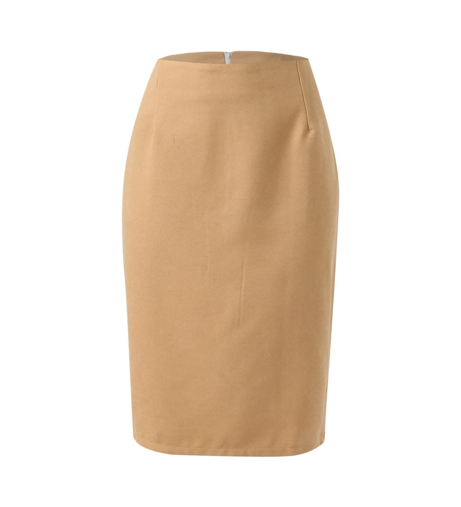 Women's Elegant A-Line Ball Dress - Casual Elastic Knee-Length Skirt in Khaki | Stylish & Comfortable Leisure Skirt for Every Occasion - Buy Online on GoSupps.com