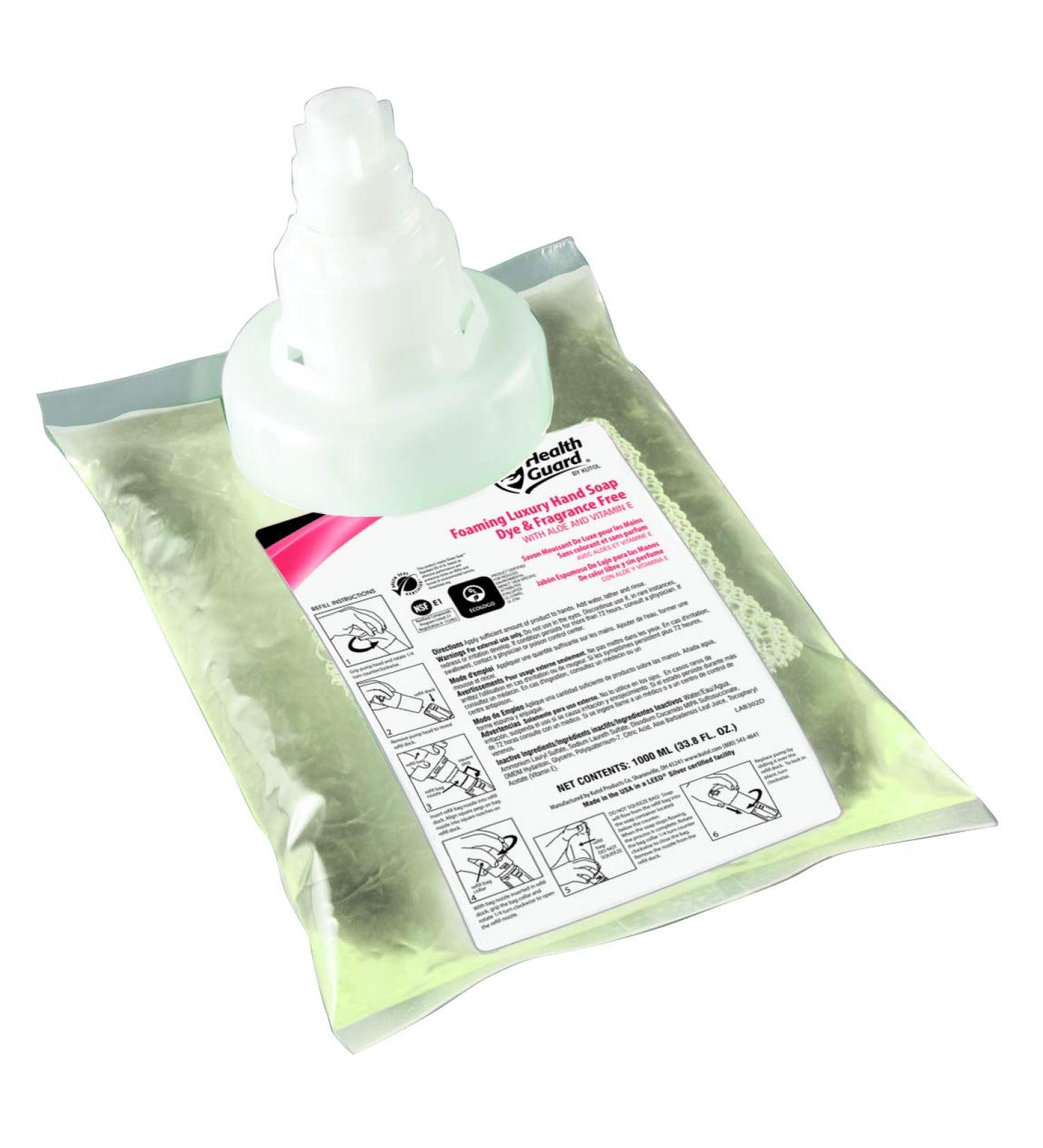 Health Guard 68621 Foaming Luxury Hand Soap D&FF 1000 mL Counter Mount Refill Bag Clear with No Fragrance (Pack of 3) - Buy Online on GoSupps.com