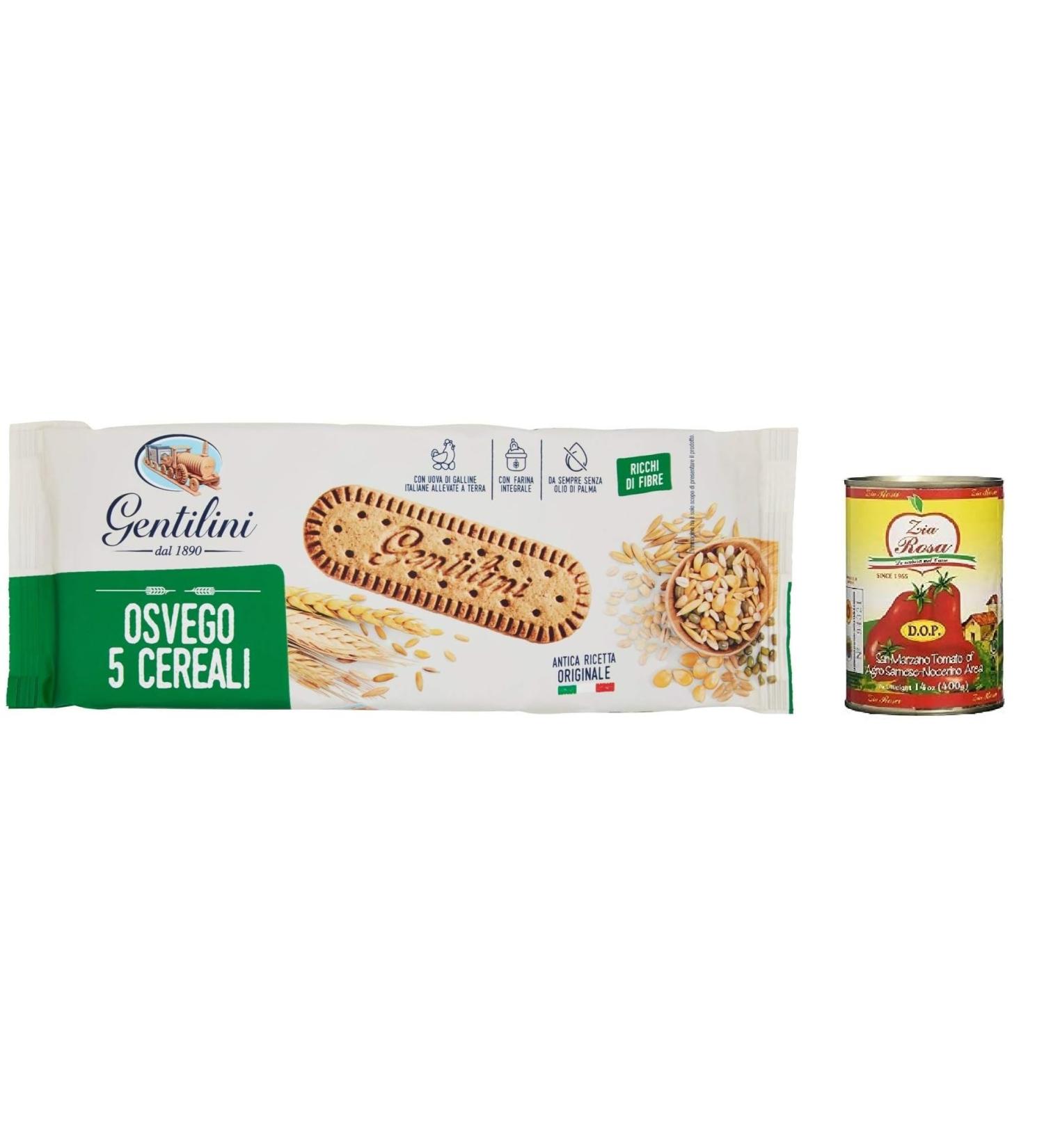  Zia Rosa Gentilini Osvego 5 Cereals Biscuits Rich in Fiber biscuits with 5 cereals rich in fiber 250 g + 400 g Zia Rosa DOP San Marzano Tomato box - Buy Online on GoSupps.com