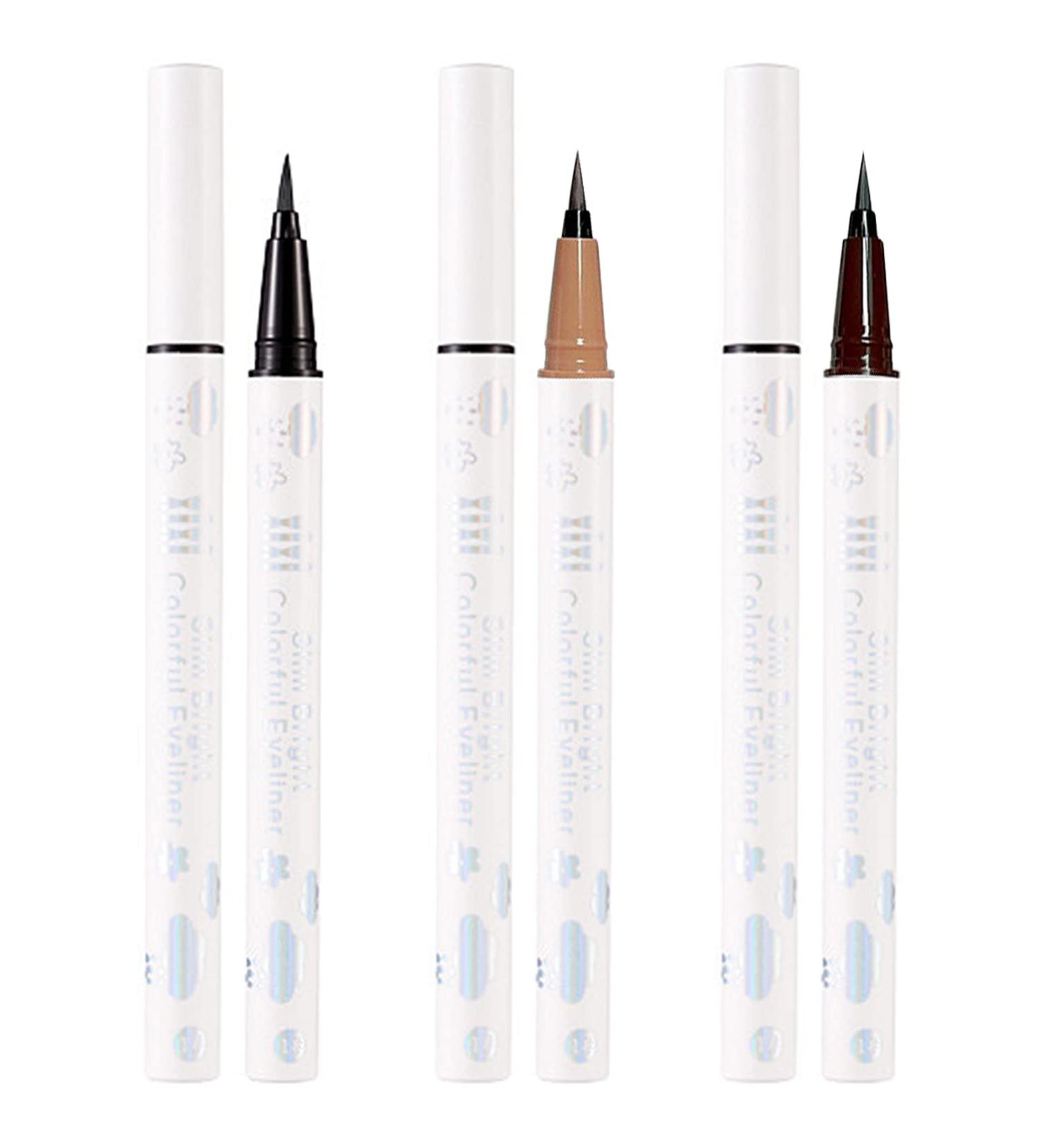 Vtrem 3PCS Eyeliner Pen Set - No-Skip Ultra-Fine Tip Liquid Eyeliner Pencil for Women - Waterproof Smudgeproof Long-Lasting Eye Liners in Black/Brown/Coffee Color - 0.56oz - Buy Online on GoSupps.com