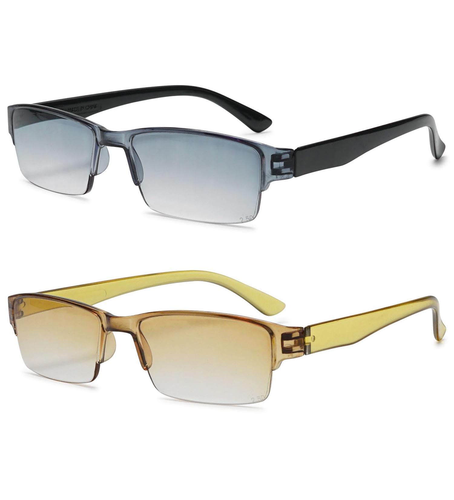 Vevesmundo Semi-Brown Plastic Rectangular Reading Glasses for Men & Women - International Shipping Available - Buy Online on GoSupps.com