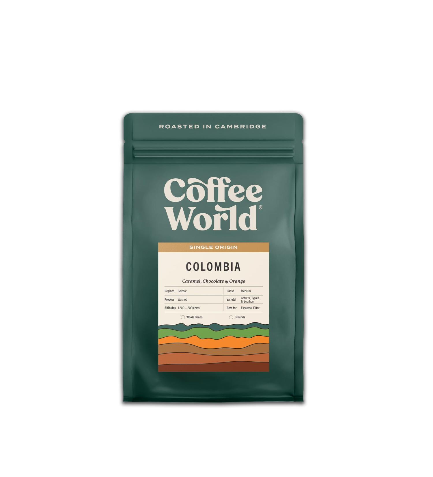 Coffee World | Colombia Rainforest Alliance Single Origin Arabica UK Roasted Whole Coffee Beans - Perfect Brewing for Caf s Businesses Shops & Home Users (Coffee Beans 250g) - Buy Online on GoSupps.com