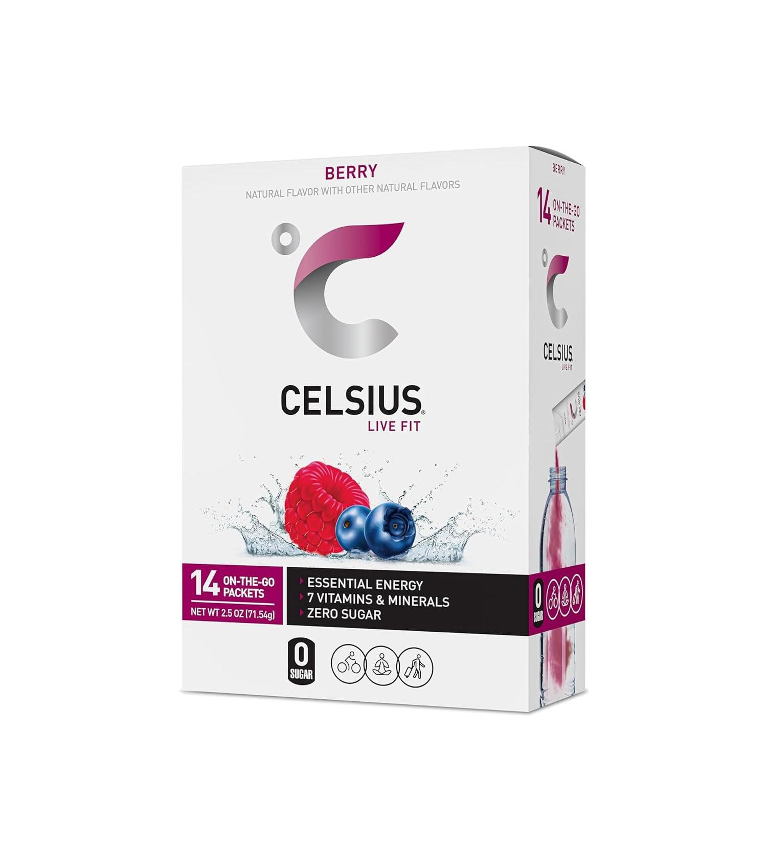 CELSIUS Berry On-the-Go Powder Stick Packs 14 Count (Pack of 1) - Buy Online on GoSupps.com