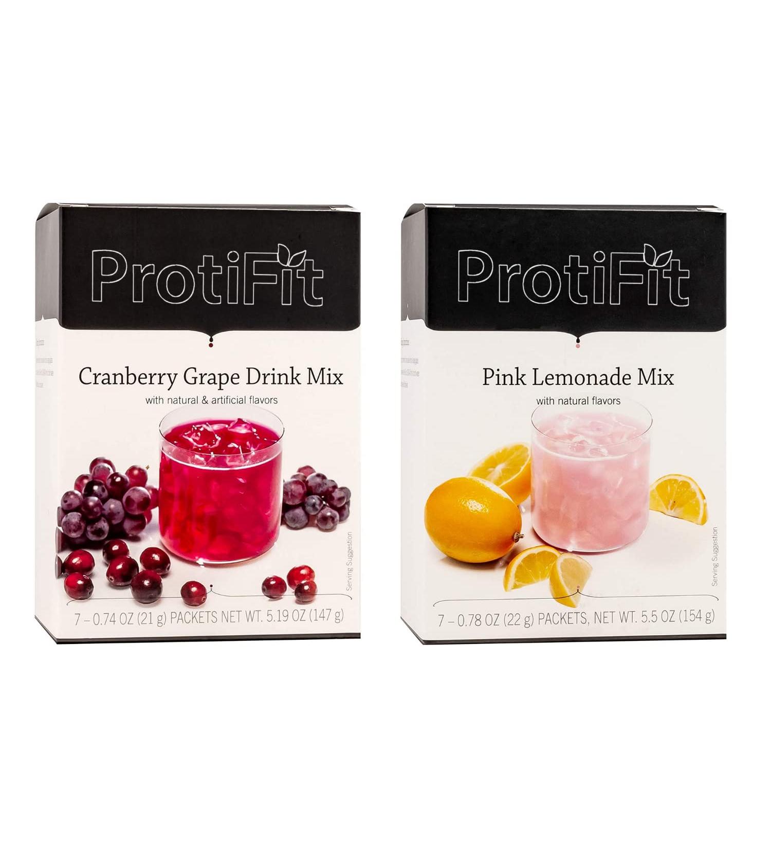 PROTIFIT - High Protein Cranberry Grape & Pink Lemonade Fruit Drink 2 Pack 15g Protein Low Calorie Sugar Free Ideal Protein Compatible 7 Servings Per Box (2 Pack) - Buy Online on GoSupps.com