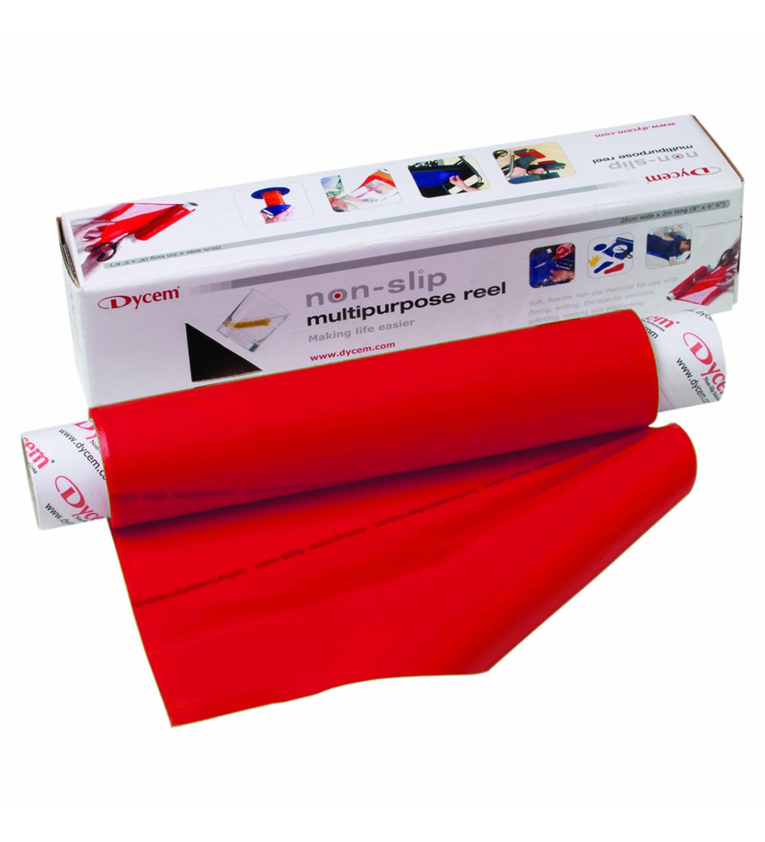 Dycem - 50-1501R Bulk Roll Matting, 8" x 2 yd. Roll, Red, Non-Slip Material Helps Improve Stabilization & Gripping, Holds Plates & Bowls in Place, Grip Jars When Opening, Cabinet Liner, Exercise Mat, More
