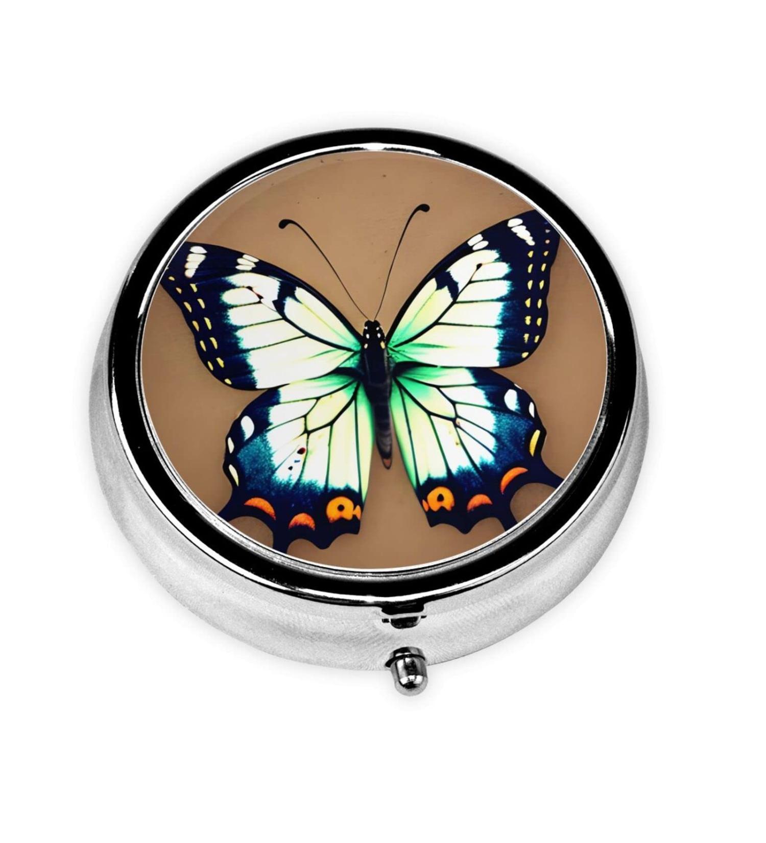 Shop Cute Little Butterfly Round Pill Box - 3 Compartment Organizer for Travel & Purse - Buy Online on GoSupps.com