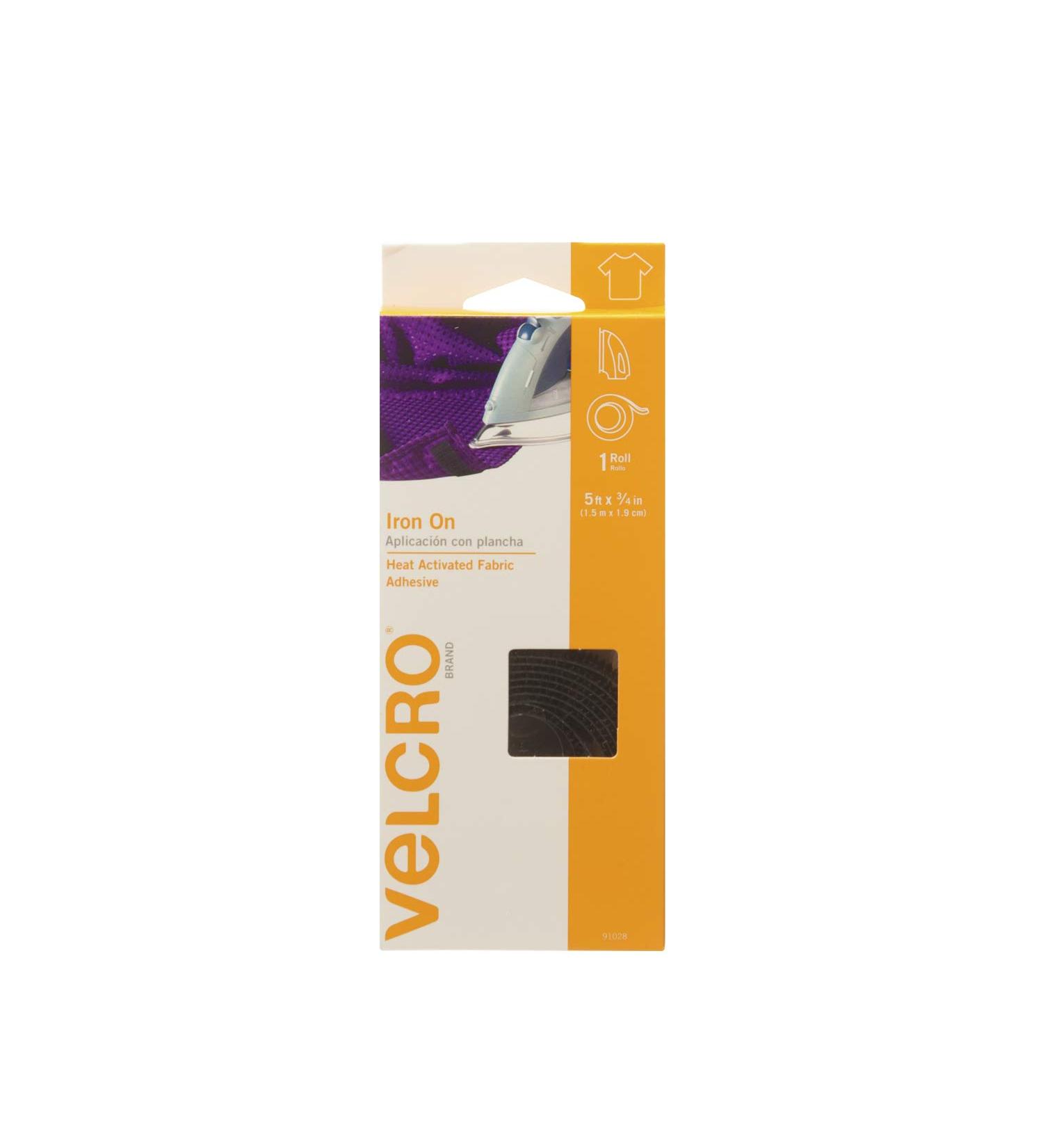 VELCRO Brand Iron On Tape for Fabrics - No Sewing or Gluing | Heat Activated | 5 ft x 3/4 in | Black (91028C) - Buy Online on GoSupps.com