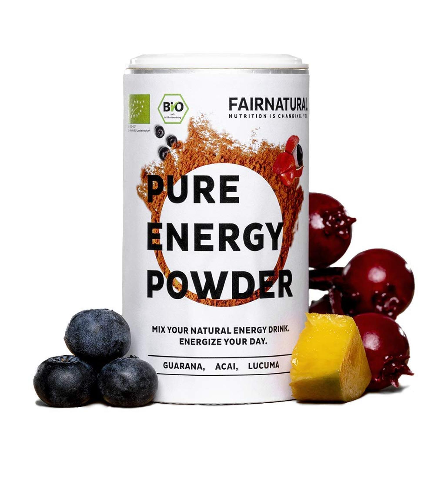 Organic Energy Drink Powder with Guarana & Organic Acai Bio Booster A vegan alternative to energy drinks and coffee I Superfoods rich in vitamins (100g) - Buy Online on GoSupps.com