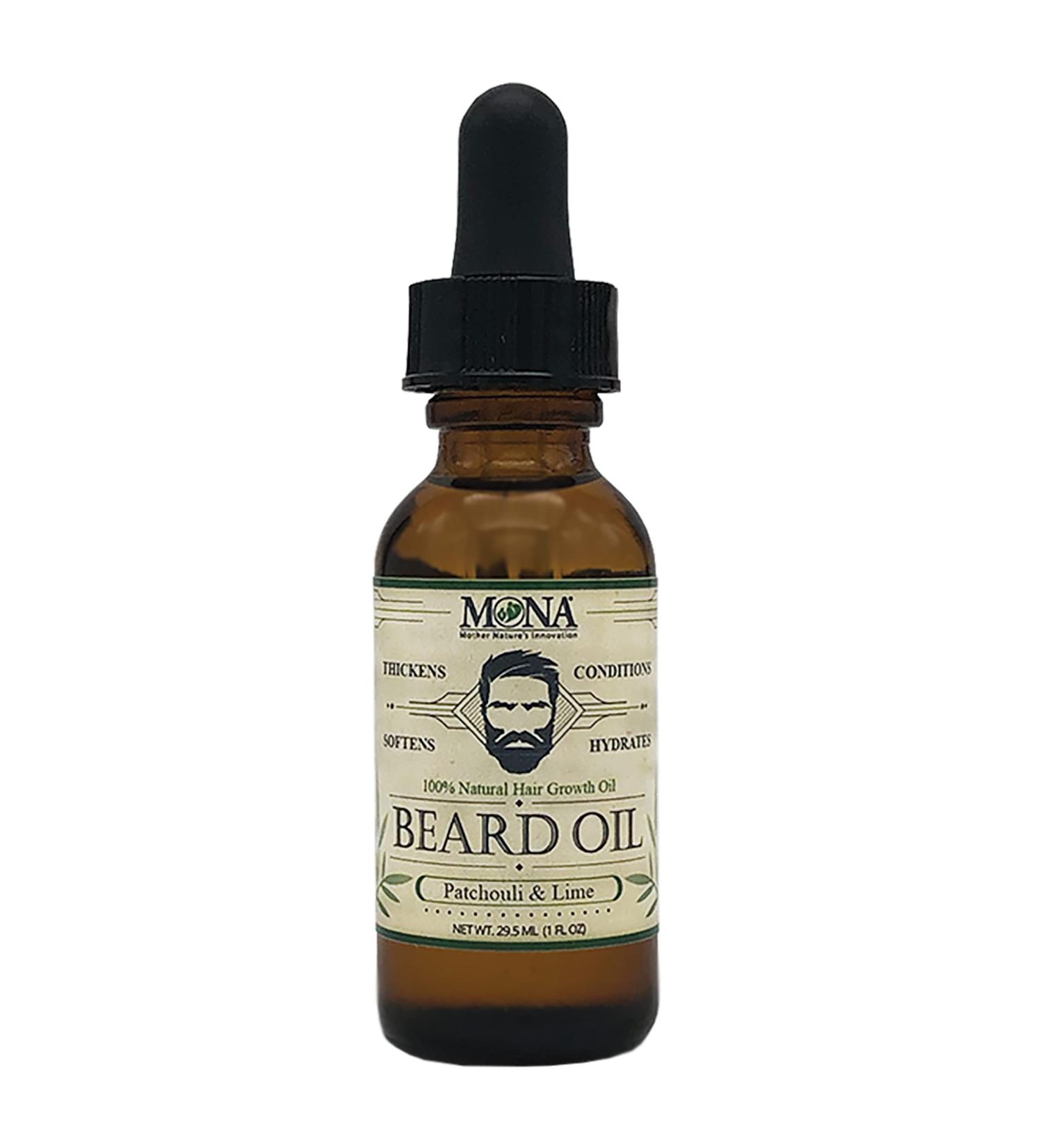 MONA Pure Herbal Beard Oil - 100% Natural Hair Growth Treatment | Thickens, Conditions, Softens, and Hydrates | Frizz-Free Hair & Nourished Skin | Patchouli & Lime 1.0 Fl Oz - Buy Online on GoSupps.com