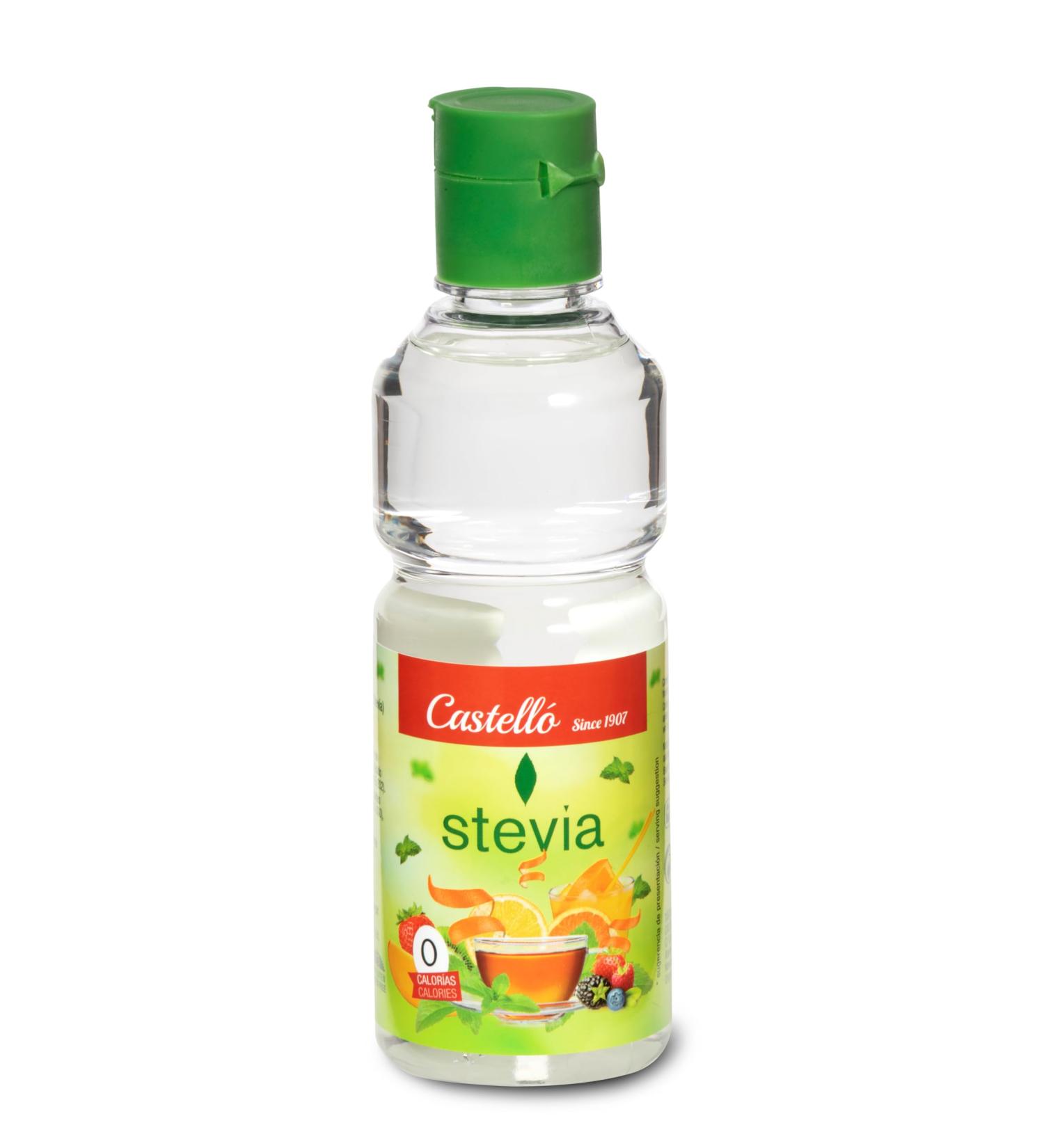Castello since 1907 Stevia Liquid Drops 125 ml | 375 servings | 10 drops 1 teaspoon of sugar | Zero Calorie Sugar Substitute | 0 Calories - 0 Glycemic Index - 0 Net Carbohydrates - Keto - Buy Online on GoSupps.com