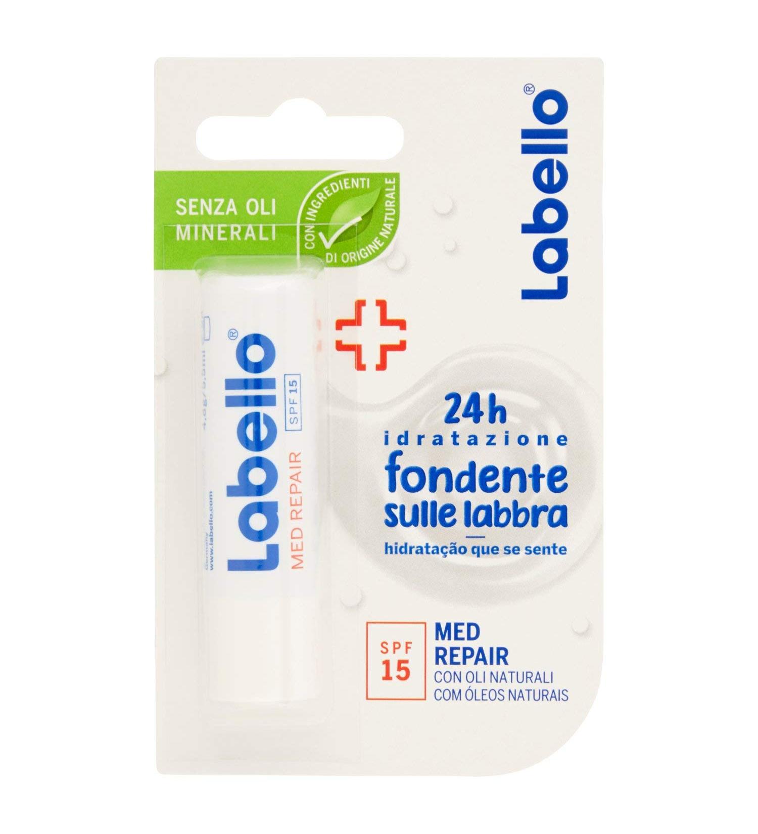 Labello Labello Med Repair 5.50 ml Burrocacao moisturizing and melting lip balm repairing lip balm with vitamin E and natural oils Burrocacao sun protection SPF 15 - Buy Online on GoSupps.com