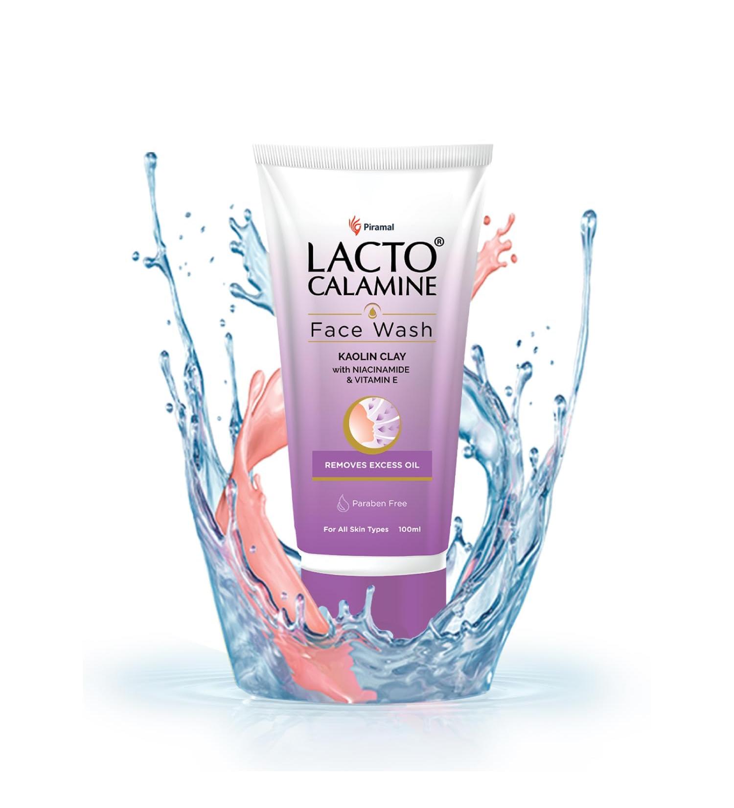Lact'o Calamin'e Face Wash For Oily Skin |100ml each- Pack of 1 | Niacinamide & Vitamin E | Facewash Reduces Excess Oil Controls Pimples Blackheads & Whiteheads |Face wash For Women & Men - Buy Online on GoSupps.com