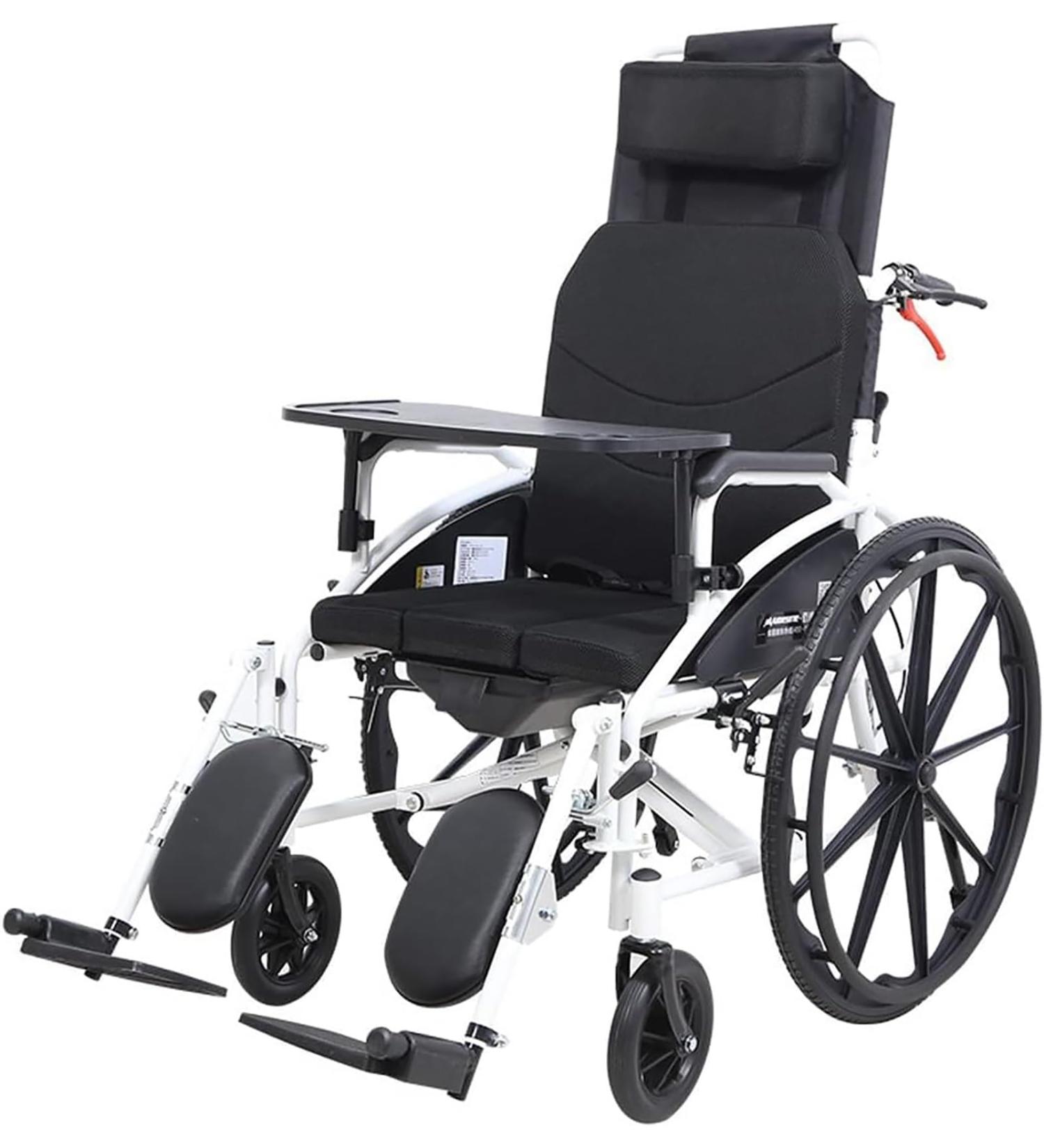 Wheelchair Recliner Folding and Lightweight Portable Transport Wheelchair with High Back Removable Headrest 180 Travel Wheelchair for Elderly and Disabled - Buy Online on GoSupps.com