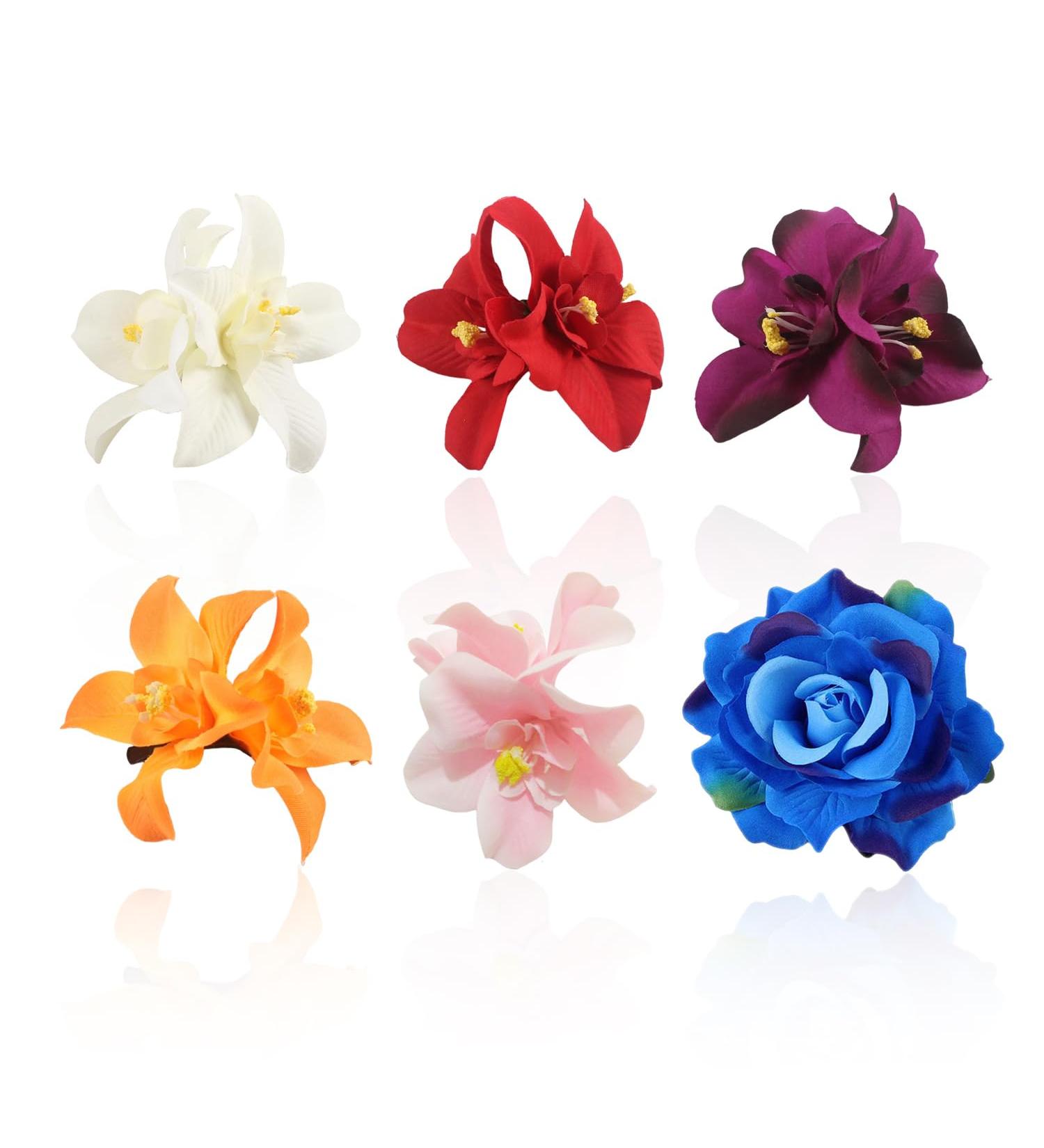 5 Pieces Of Artificial Flower Hair Clips 1 Piece Of Rose Brooch Flower Hair Clips For Women Hawaiian Hair Clips Hair Decorations Flower Girl Hair Accessories Bridal Hair Accessories - Buy Online on GoSupps.com