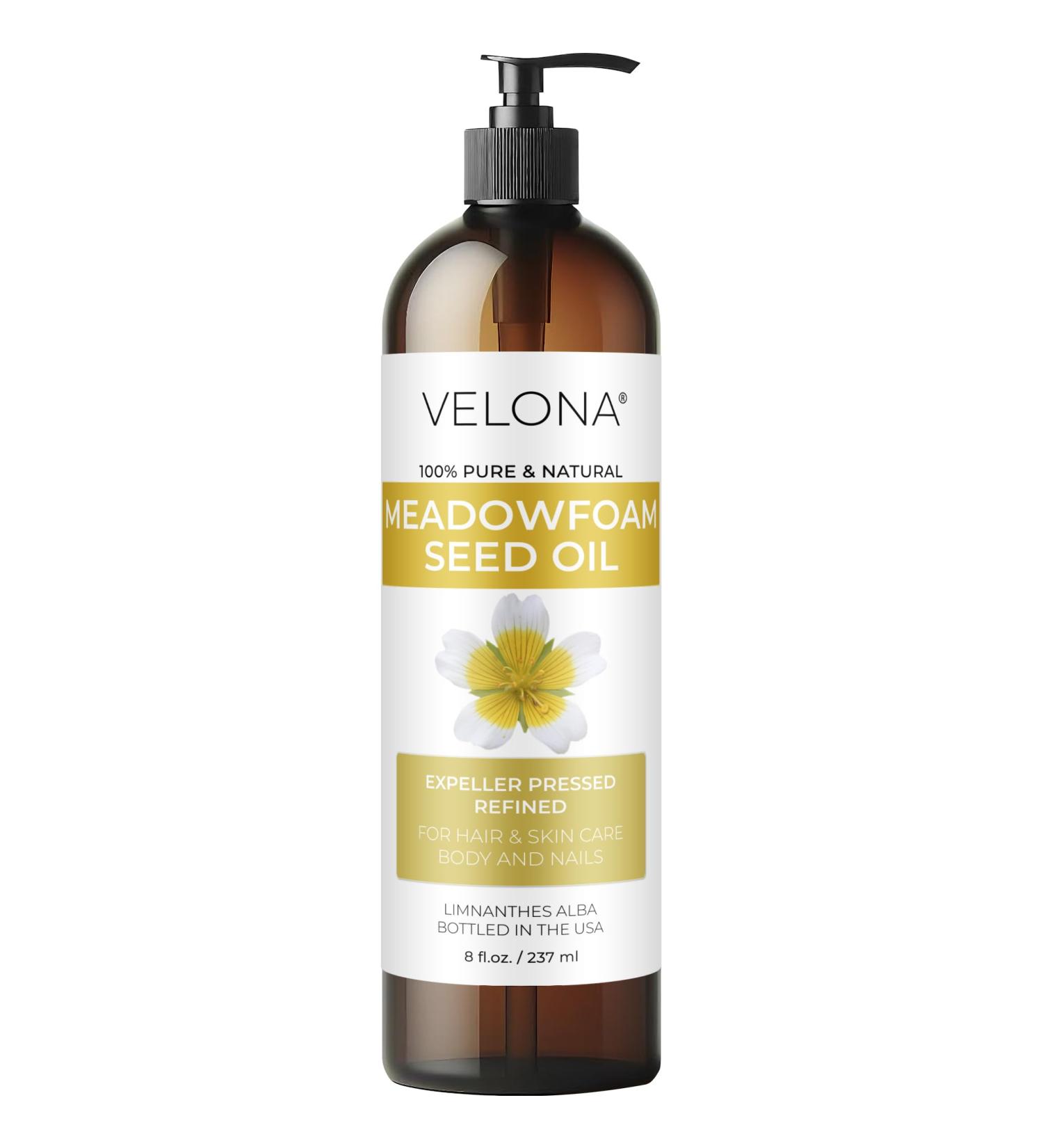 Velona Meadowfoam Seed Oil 8 Fl Oz | 100% Pure Carrier Oil for Cooking Skin Hair & Body Moisturizing | Cold Pressed & Refined - Buy Online on GoSupps.com