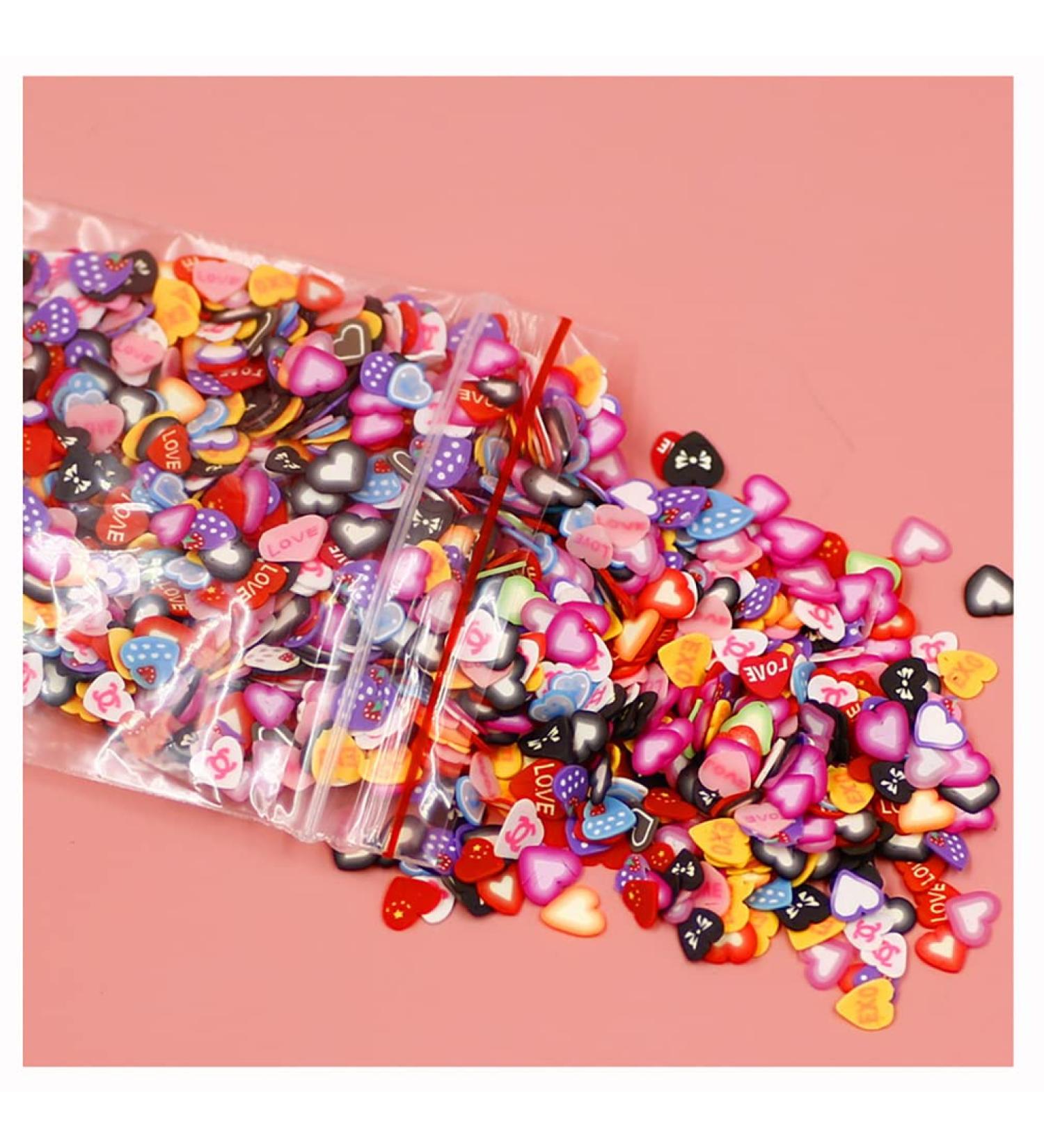 Egurs 1000pcs 3D Nail Art Polymer Clay Slices Colorful Soft Clay Beads Nails Sticker Nail Art Decoration Crafts Love