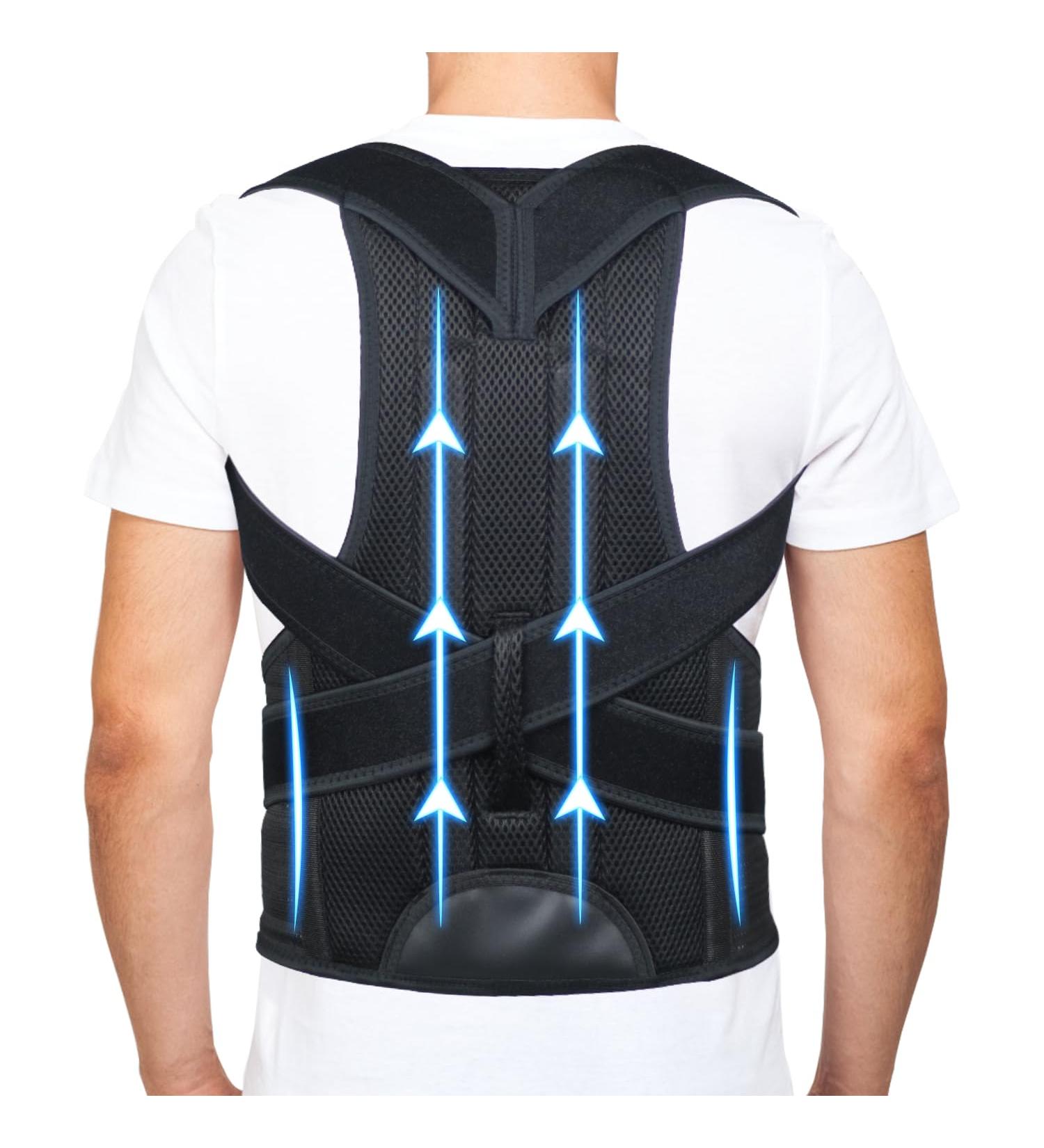 Back Brace Posture Corrector for Men & Women - Improve Posture & Relieve Lower Back Pain XXL (42-48) Adjustable & Breathable Support - Buy Online on GoSupps.com