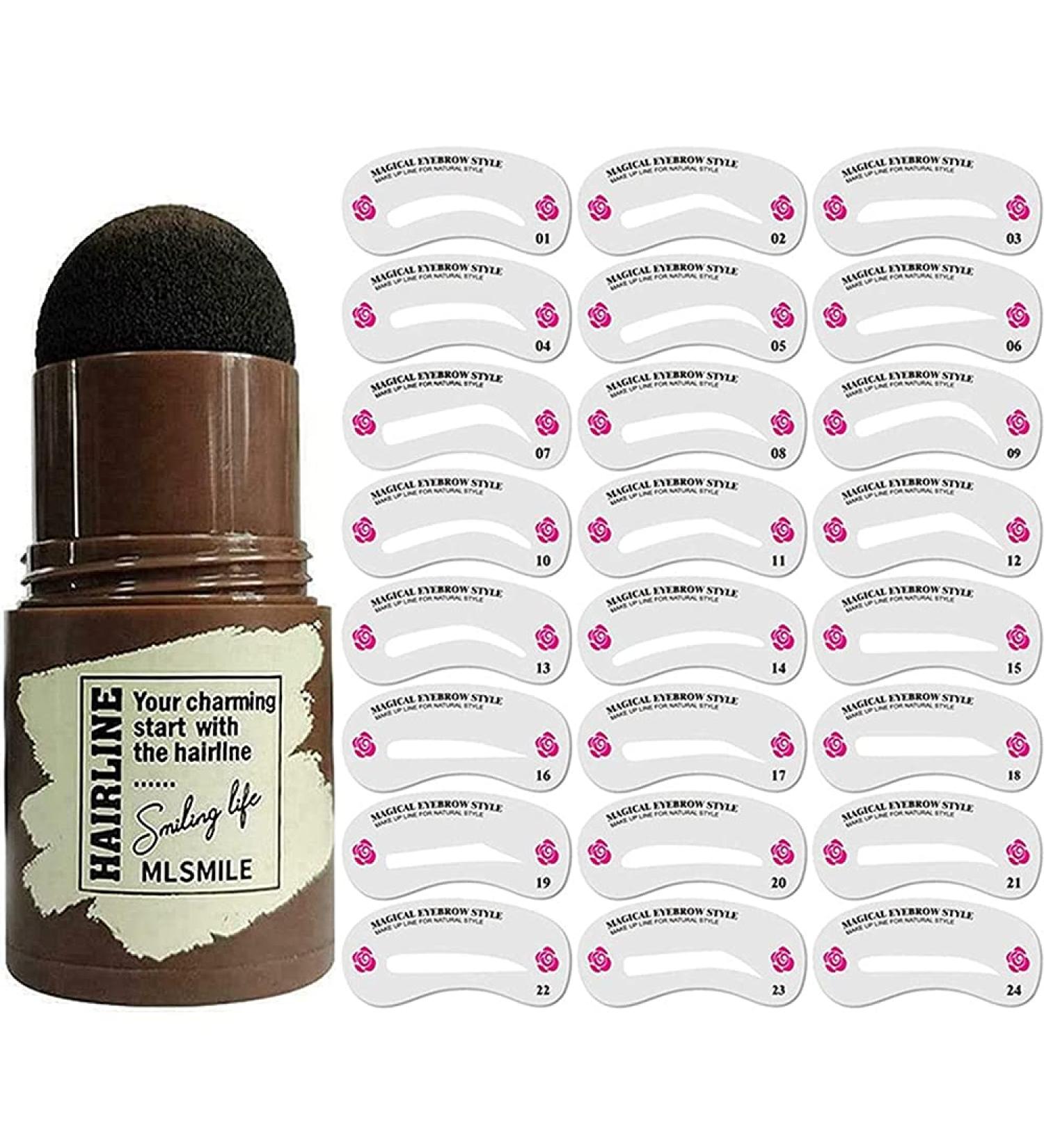 Eyebrow Stamp Kit Waterproof One-Step Brow Shaping with 24 Stencils | Dark Brown Perfect Eye Makeup Tool - Buy Online on GoSupps.com