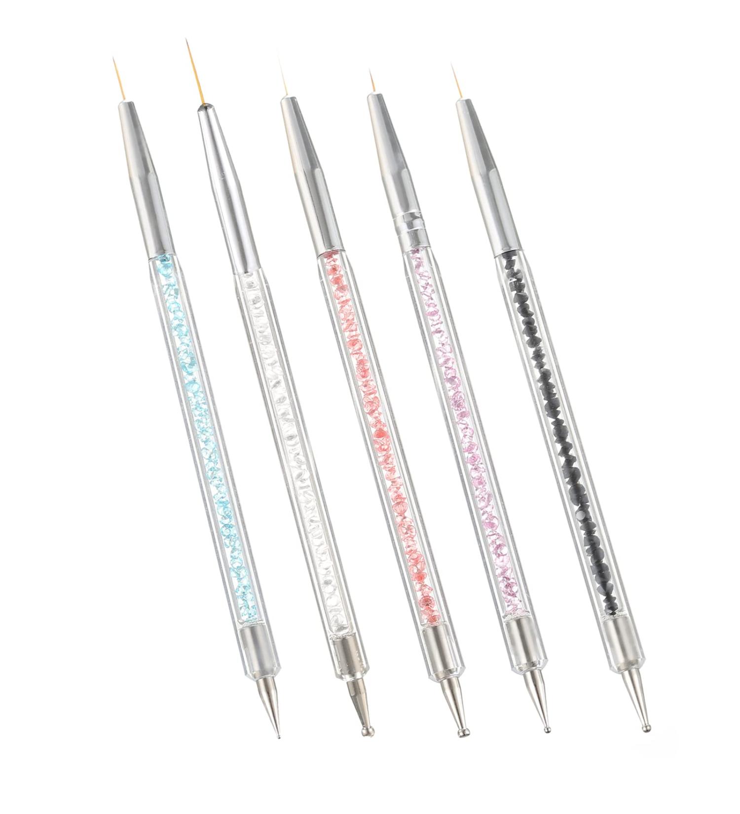 Nail Art Liner Brushes 5 Pcs Set | Double Ended Dotting Tools for Manicure | Drawing Nails Brush Pen - Buy Online on GoSupps.com