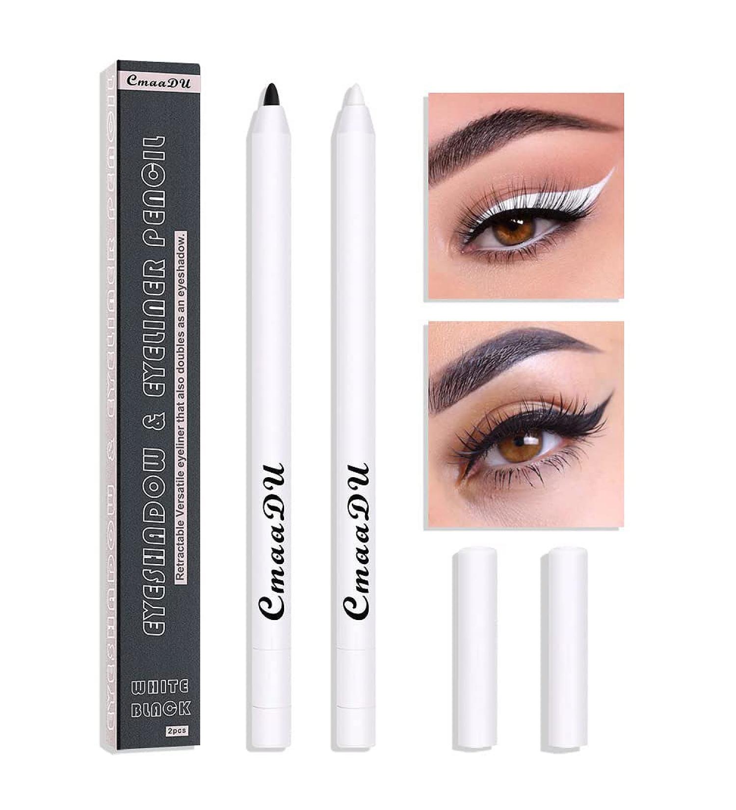KARNAR 2 Pcs Black + White Mechanical Eyeliner Pencil Set | Waterproof Eye Brightener for Color Stay Makeup | Built-in Sharpener, Ultra-Fine Tip - Buy Online on GoSupps.com