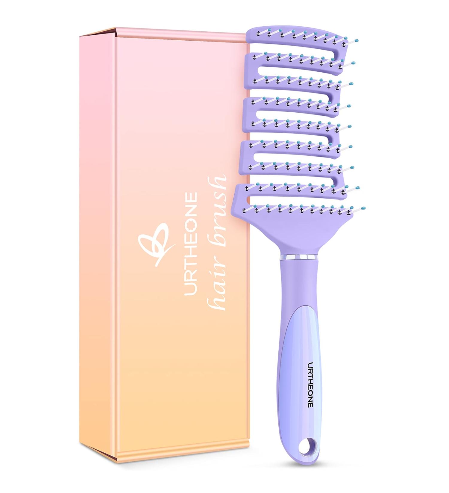 Curved Vented Hair Brush for Fast Detangling | Professional Paddle Vent Styling Brush for Wet & Dry Hair | Purple - Buy Online on GoSupps.com