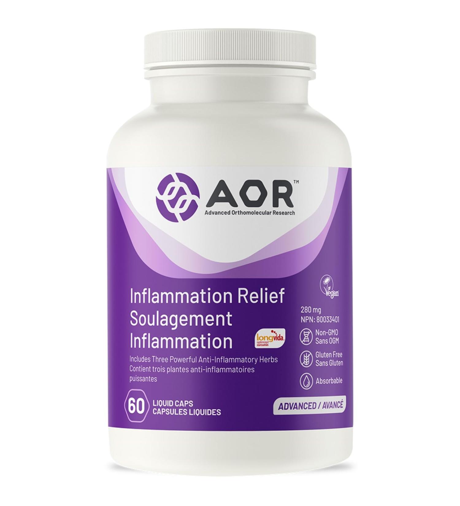 AOR - Inflammation Relief Supplement 60 Vcaps - Arthritis Pain Relief Joint Pain Relief Osteoarthritis Stiffness Muscle Aches and Pain Relief - Anti Inflammatory Supplement - Inflammation Reducer - Buy Online on GoSupps.com