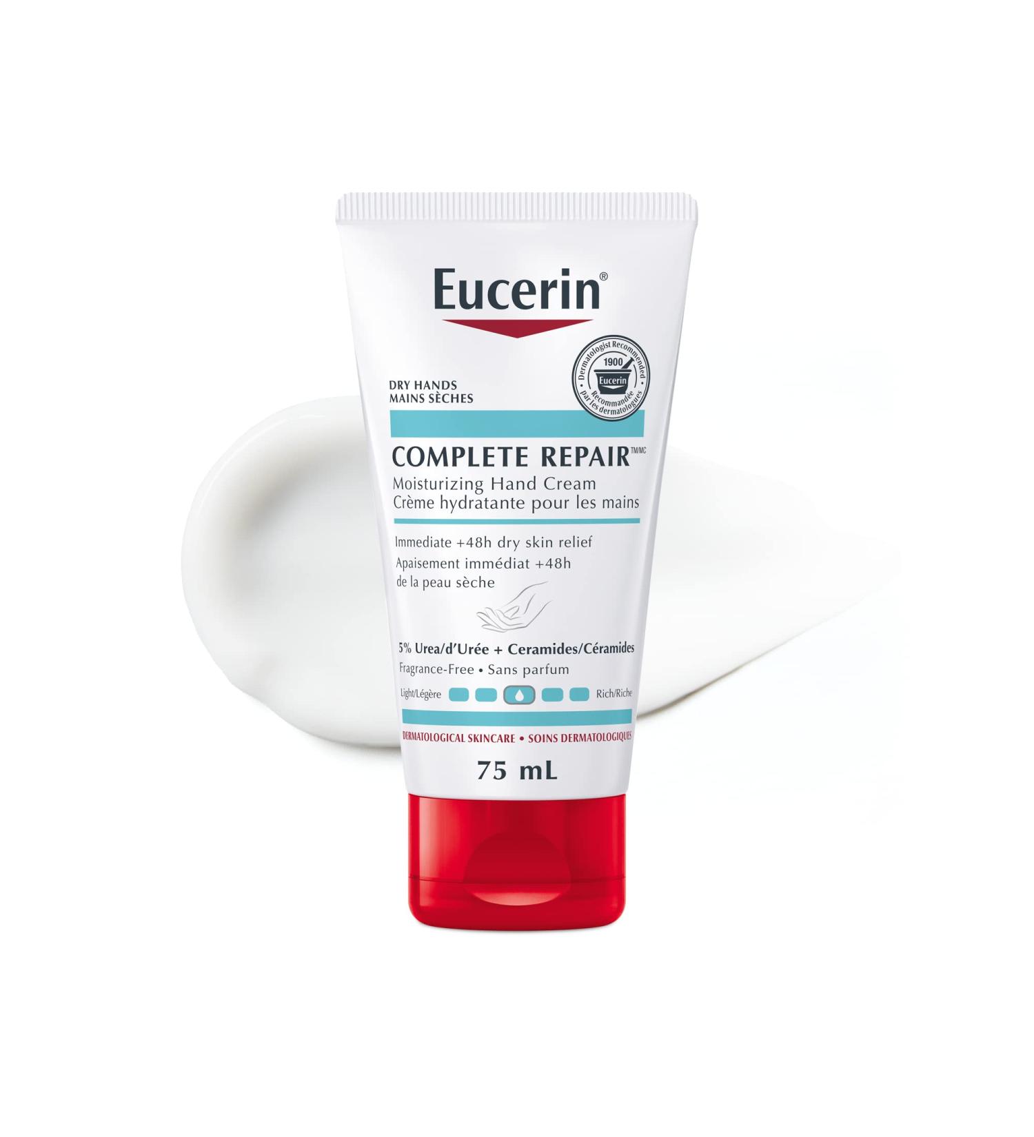 EUCERIN Complete Repair Moisturizing Hand Cream for Dry Hands 5% Urea Cream Hand Moisturizer + Ceramides Fragrance-Free Non-Greasy Dry Skin Cream Dermatological Skin Care 75mL 75 ml (Pack of 1) - Buy Online on GoSupps.com