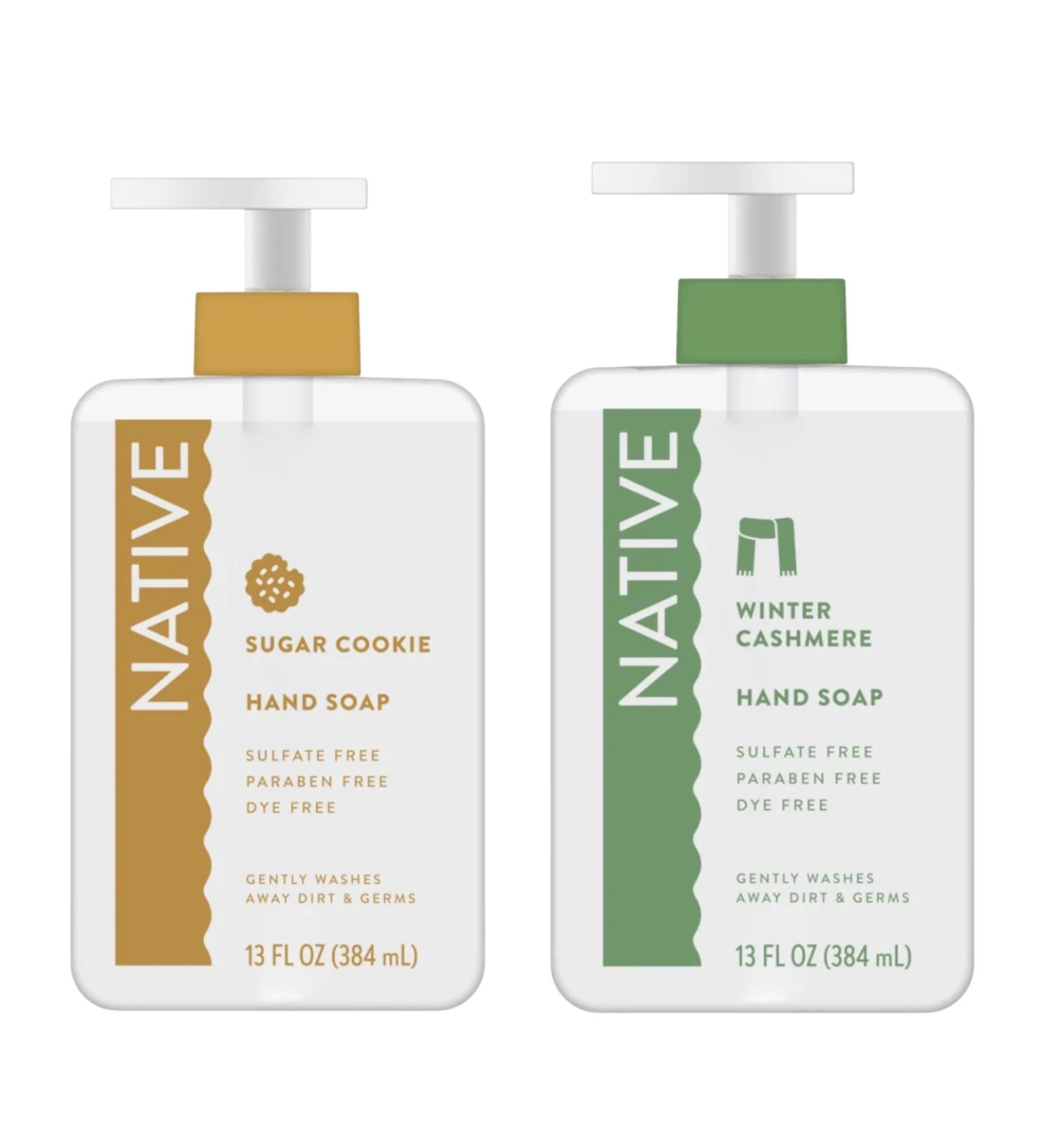Native Holiday Hand Soap Set Sugar Cookie and Winter Cashmere Scents 13 Fl Oz Each Sulfate-Free 2-Pack - Buy Online on GoSupps.com