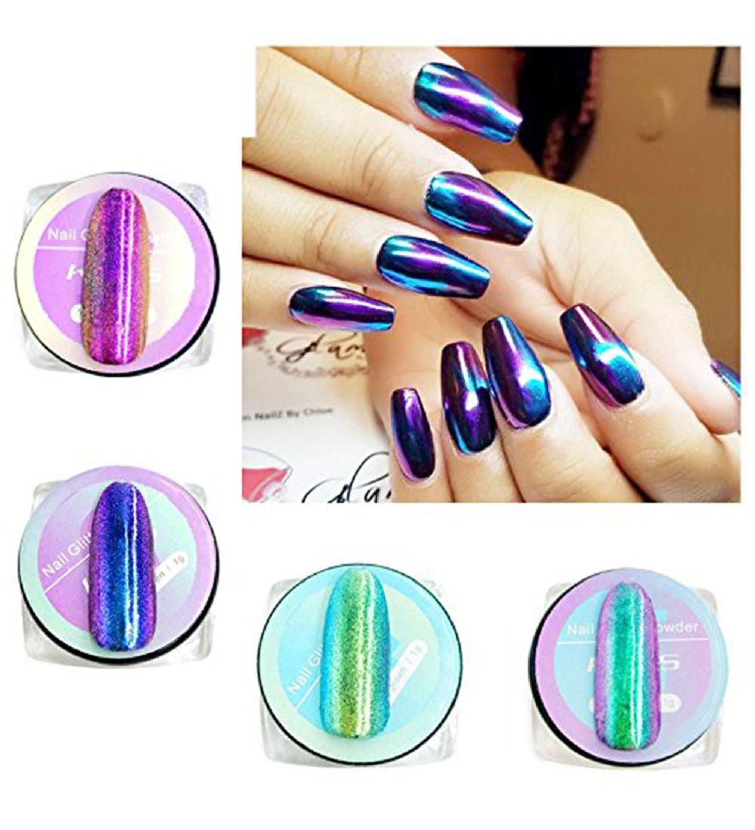 Kads Nail Powder & Glitter Set - 4 Box Sets for DIY Nail Art | Mirror Effect Pigments & Glitters for Stunning Nails - International Shipping Available - Buy Online on GoSupps.com