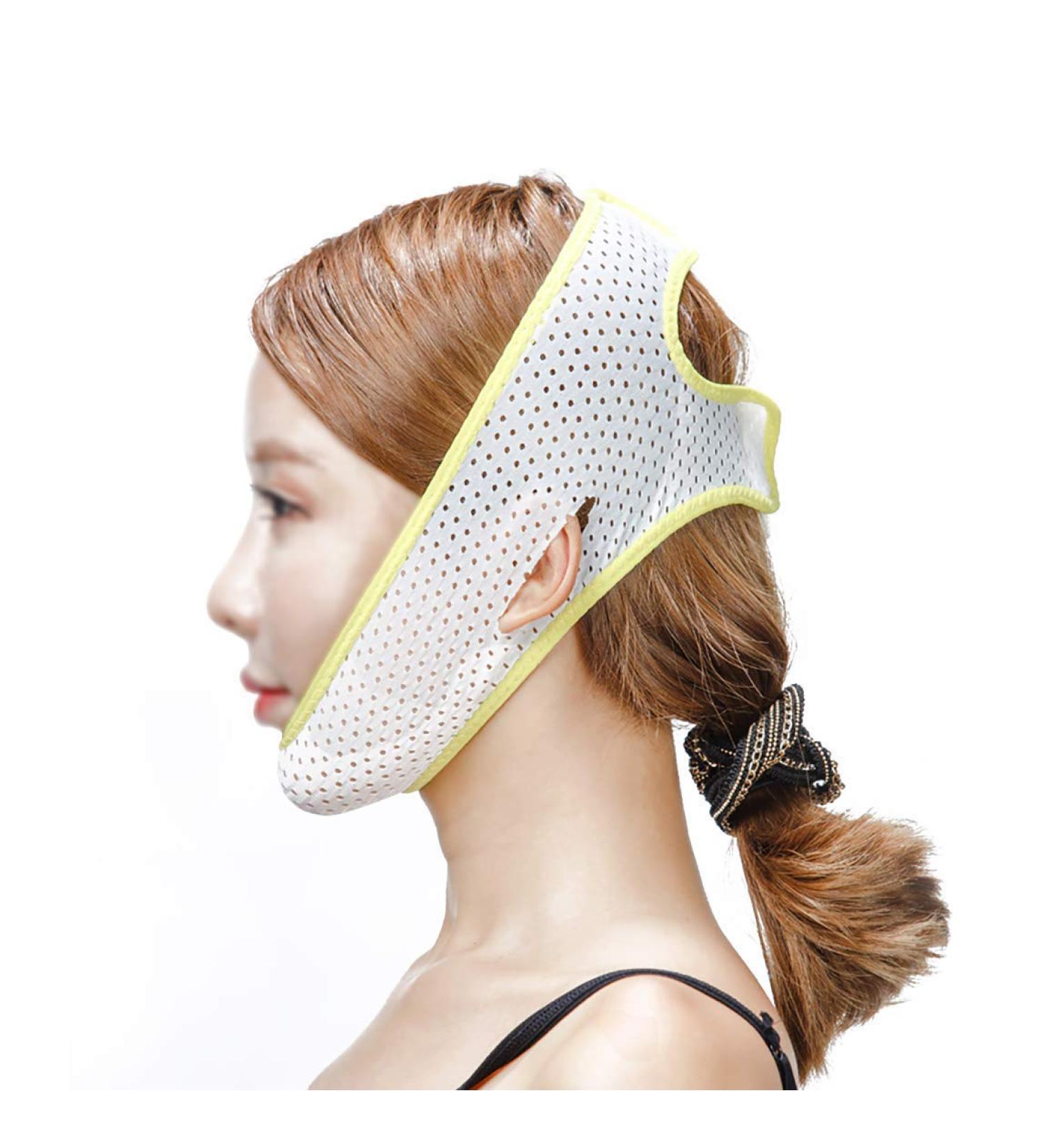 Perfect Face Lift Strap - Recovery Bandage & Sleep Mask for Facelifting - Yellow & White - Improve Your Beauty Routine! - Buy Online on GoSupps.com