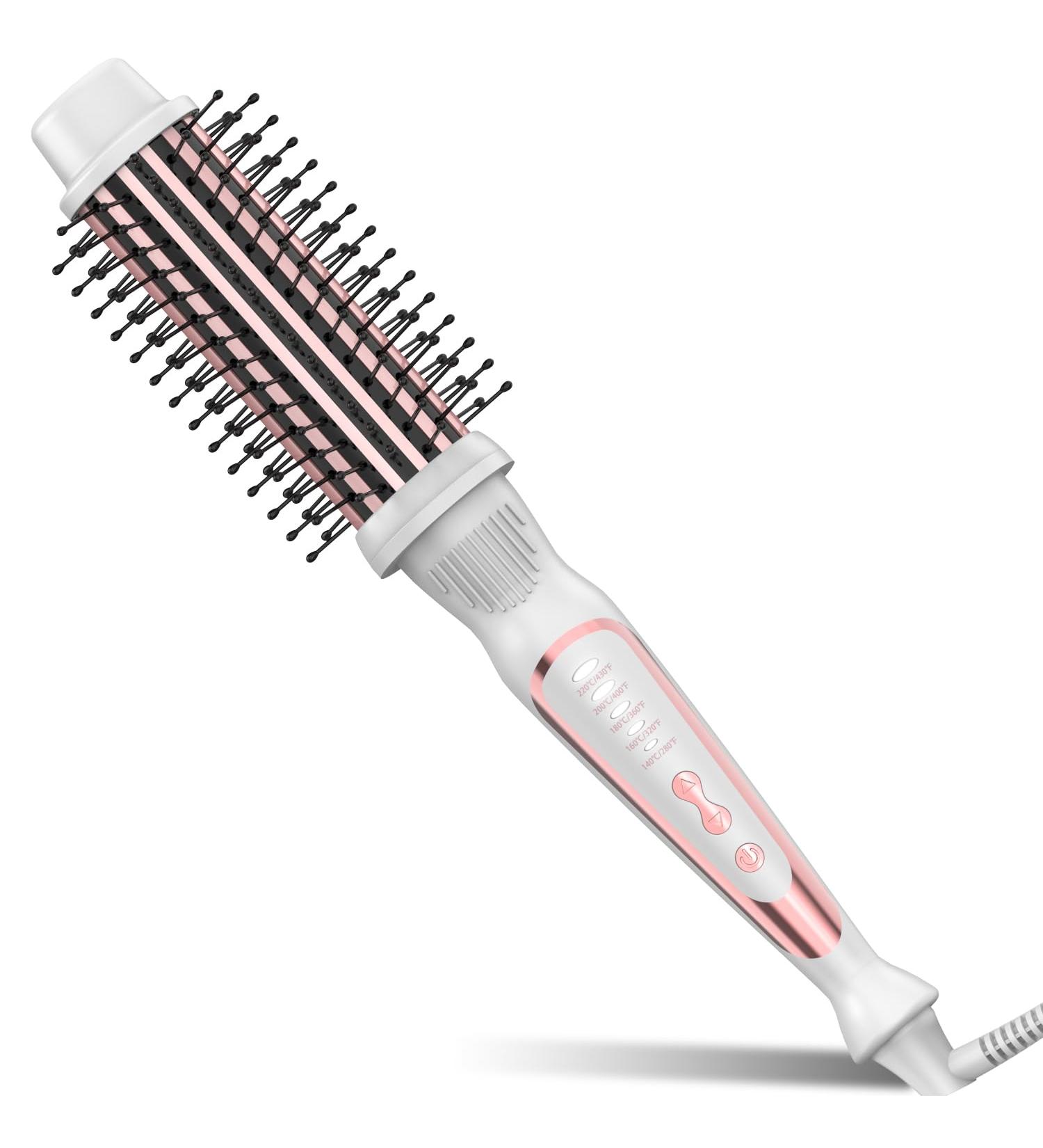 Heated Round Brush for All Hair Types | Ceramic Tourmaline Curling Brush & Hot Tool - 1.5 inch White - Buy Online on GoSupps.com