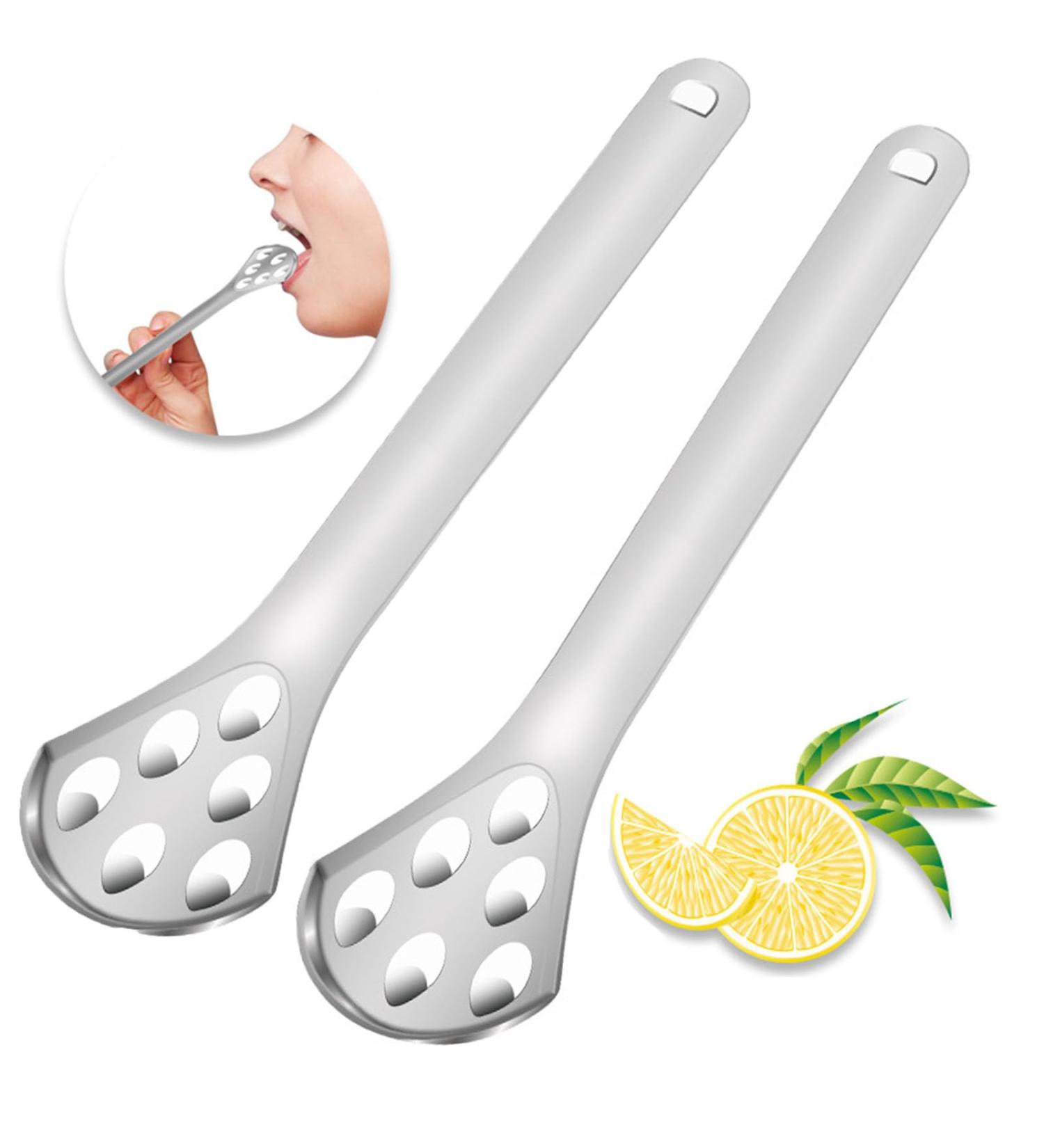 Buy Kasesss Stainless Steel Tongue Cleaner 2-Piece Tongue Scraper for Fresh Breath | Tongue Brush for Adults & Kids | Fight Bad Breath - Buy Online on GoSupps.com