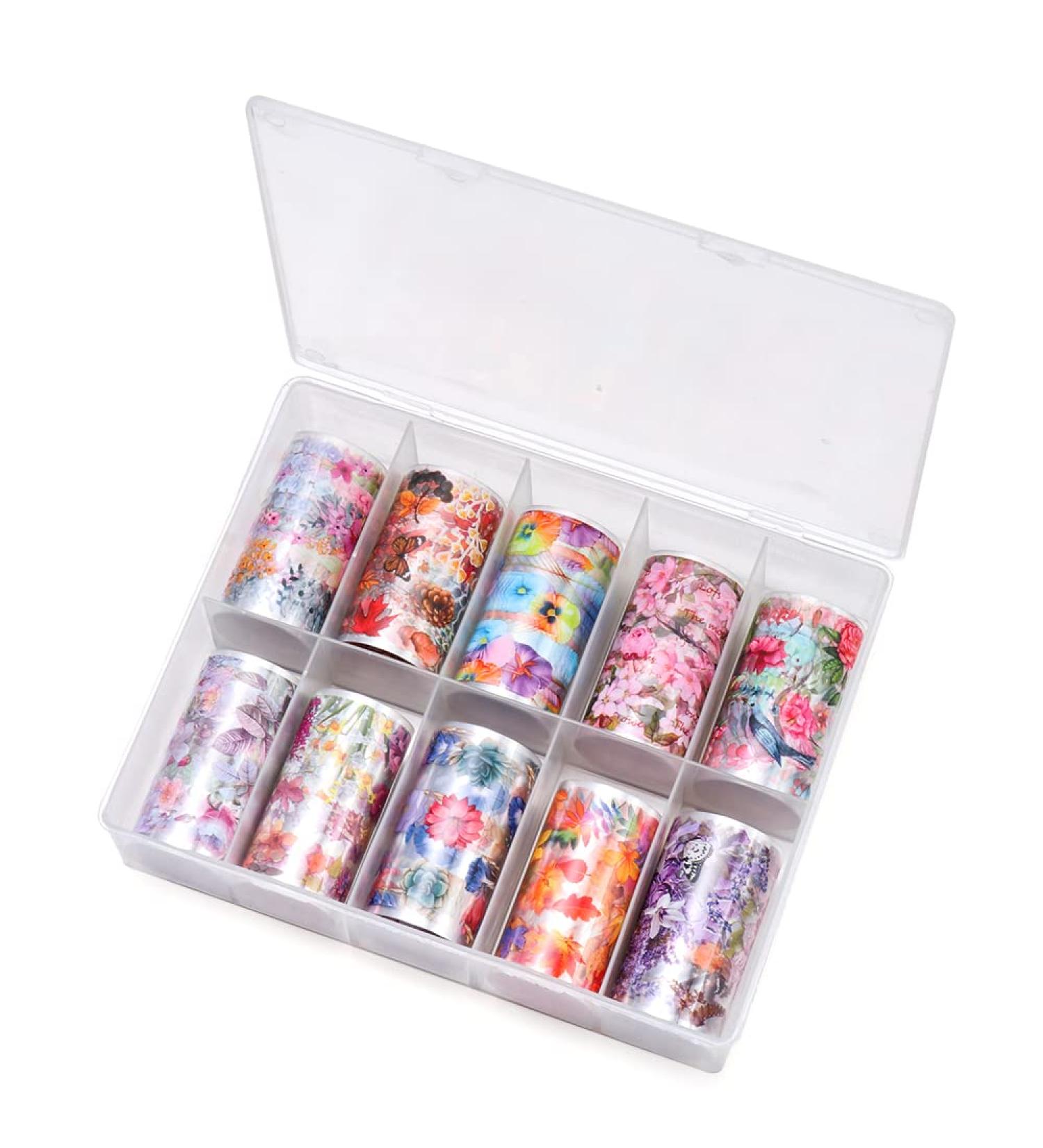 10 Rolls/Box Hot Manicure Transfer Decals DIY Maple Leaf Floral Nail Foil Stickers For Nail Art Decorations - Buy Online on GoSupps.com