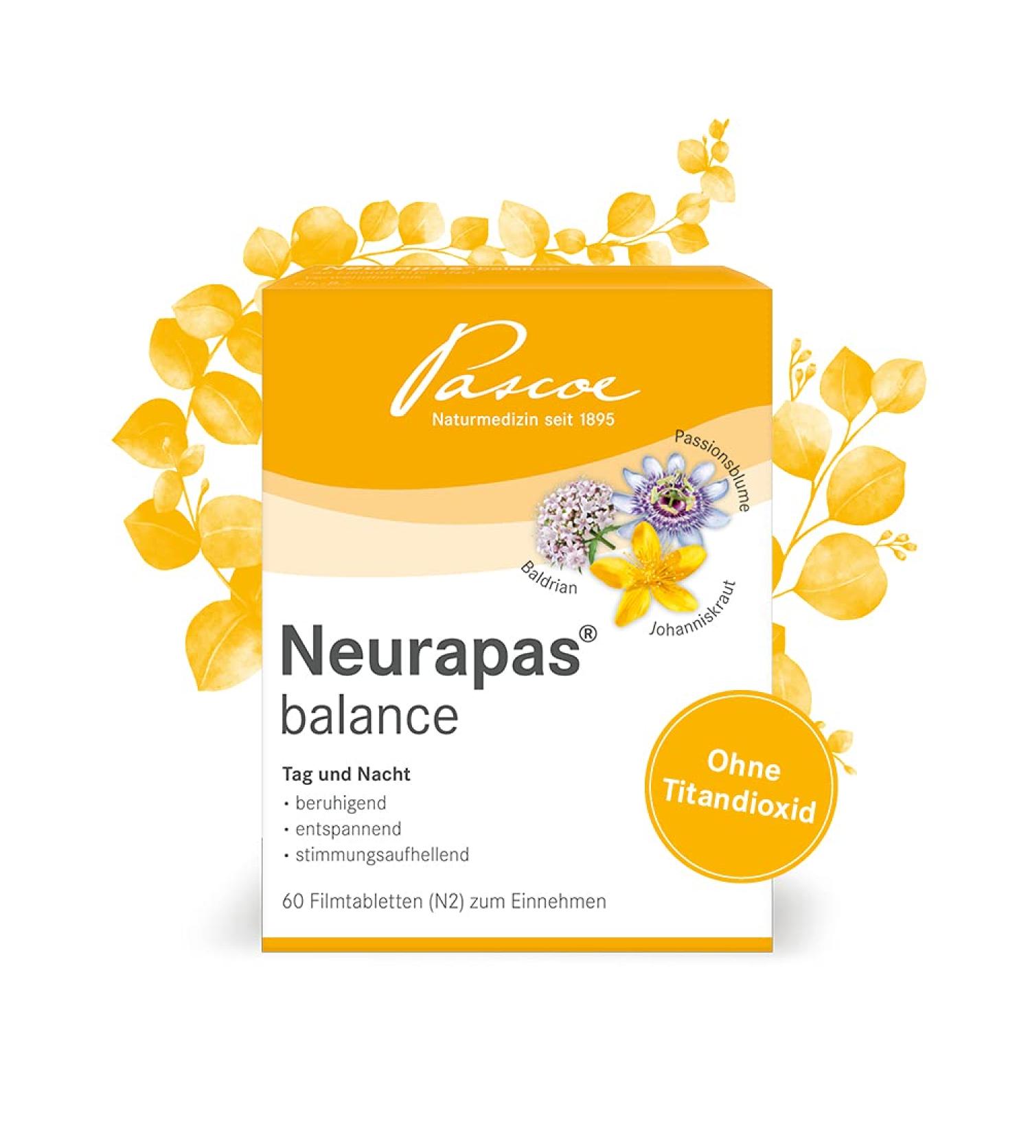 Neurapas Balance - 60 Tablets | Natural Antidepressant with St. John's Wort Passion Flower & Valerian for Mood Enhancement Relaxation & Calmness - Ideal for Mild Depressive Moods - Buy Online on GoSupps.com
