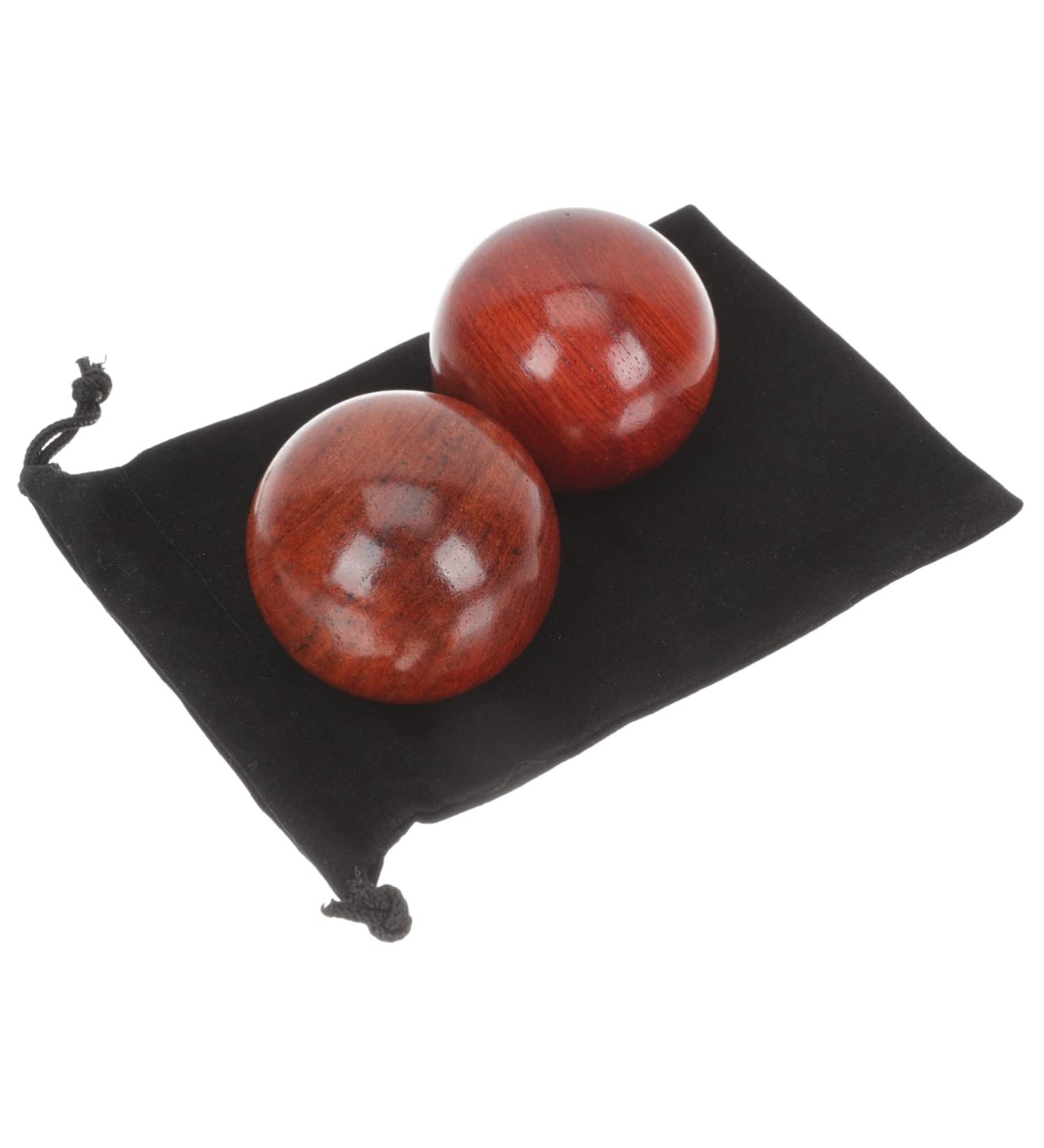 Frcolor 2pcs Wooden Health Massage Balls - Baoding Balls for Hand Therapy Muscle Relief Fitness & Spiritual Wellness - Buy Online on GoSupps.com
