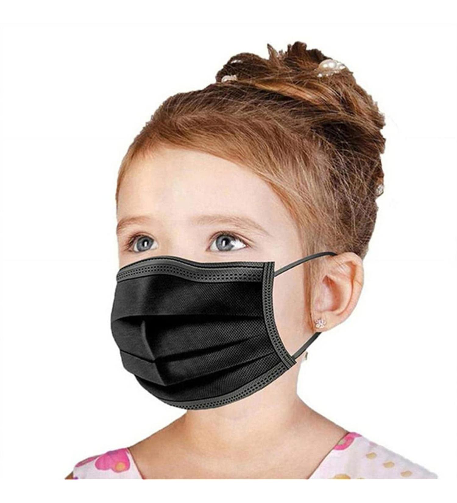 Kids Disposable Black Face Masks - 50 Pcs for Ages 4-12 | Breathable & Safe Toddler Masks - Buy Online on GoSupps.com