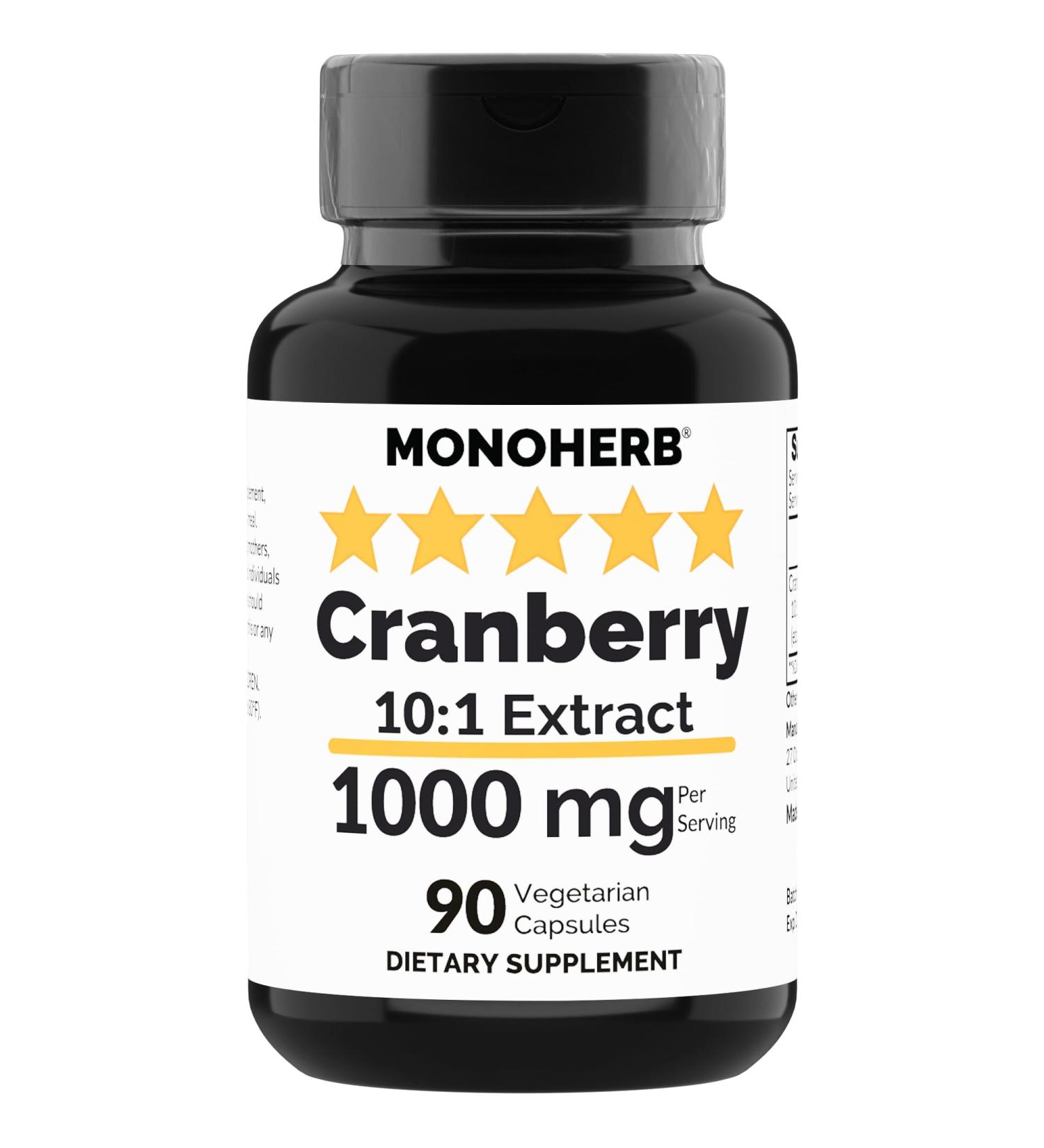 MONOHERB Cranberry Extract 1000 mg - 90 Vegetarian Capsules - Buy Online on GoSupps.com