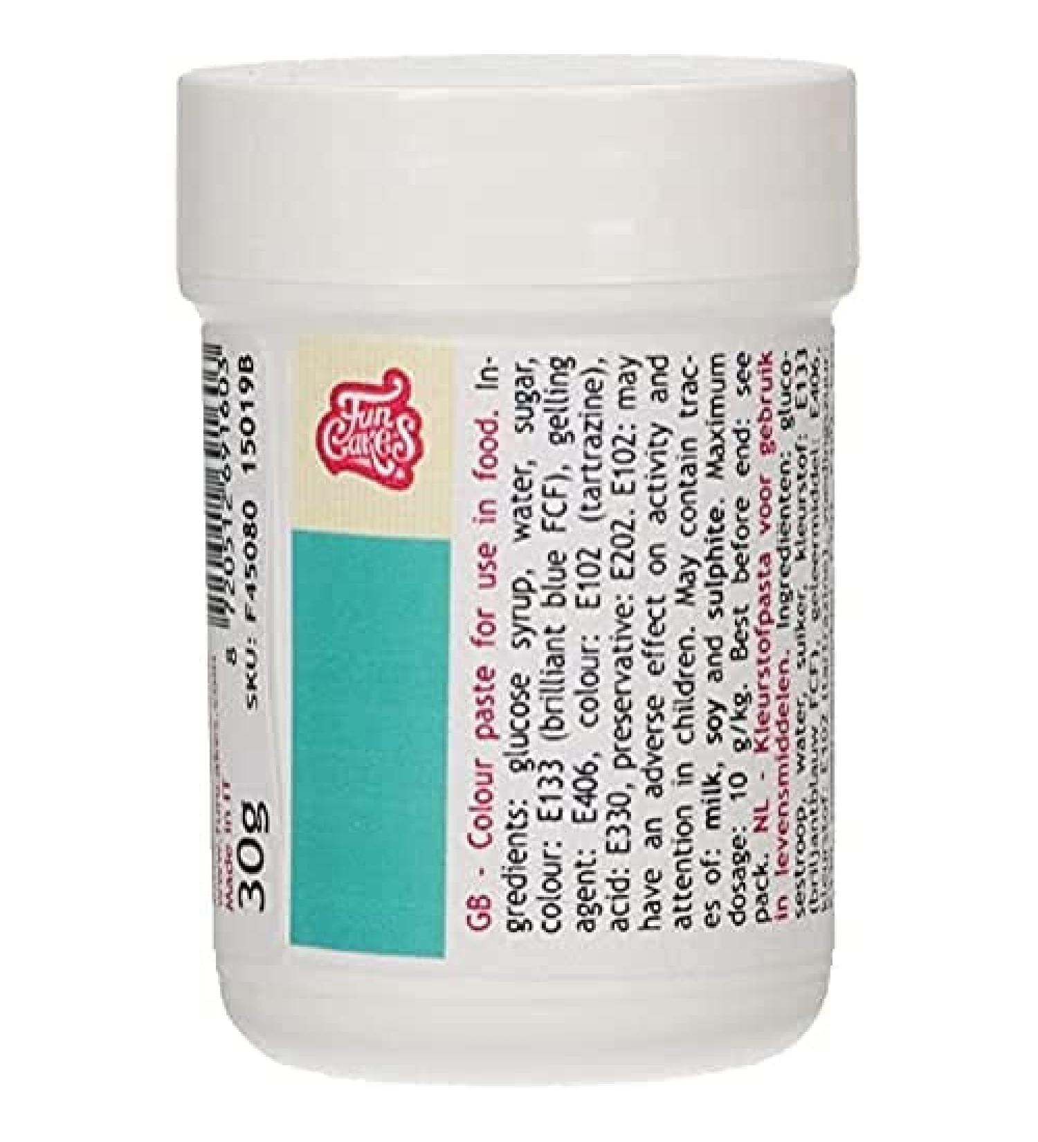 FunCakes Food Colour Paste Turquoise Concentrated Food Colouring Paste for Batter Cream Fondant Marzipan Dough Modelling and Flower Paste. Halal and Kosher. 30 g