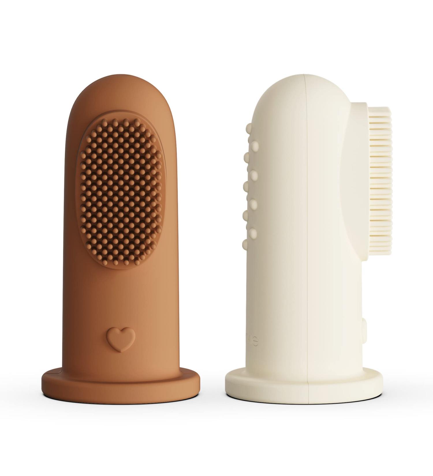 Moonkie Baby Toothbrush Finger Toothbrush Oral Cleaner Kit - 3+ Months (Clay/Ivory) - 2 Pcs - Buy Online on GoSupps.com