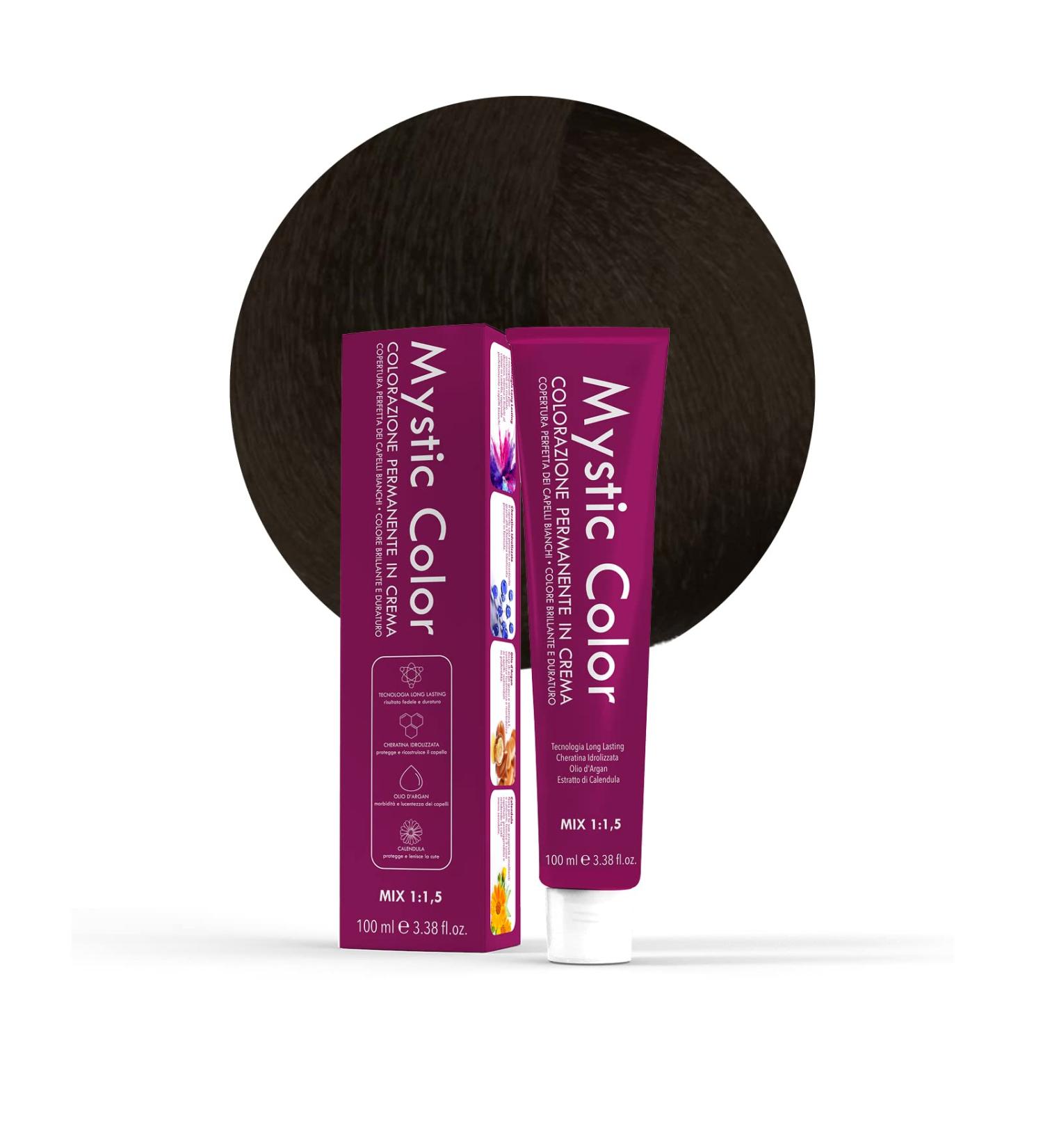 Mystic Color Hair Color Formula Enriched with Argan Oil and Calendula Long-Lasting Permanent Coloring Cream Intense Brown 2.0 100 ml - Buy Online on GoSupps.com