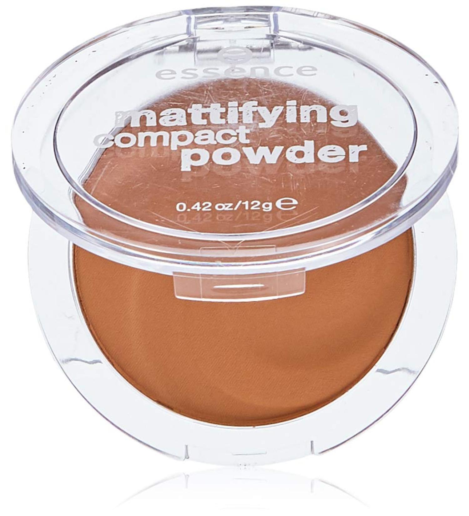 Essence Mattifying Compact Powder Powder No. 50 True Caramel Brown for combination skin for dry skin for impure skin matt matt vegan nanoparticles free (12g)