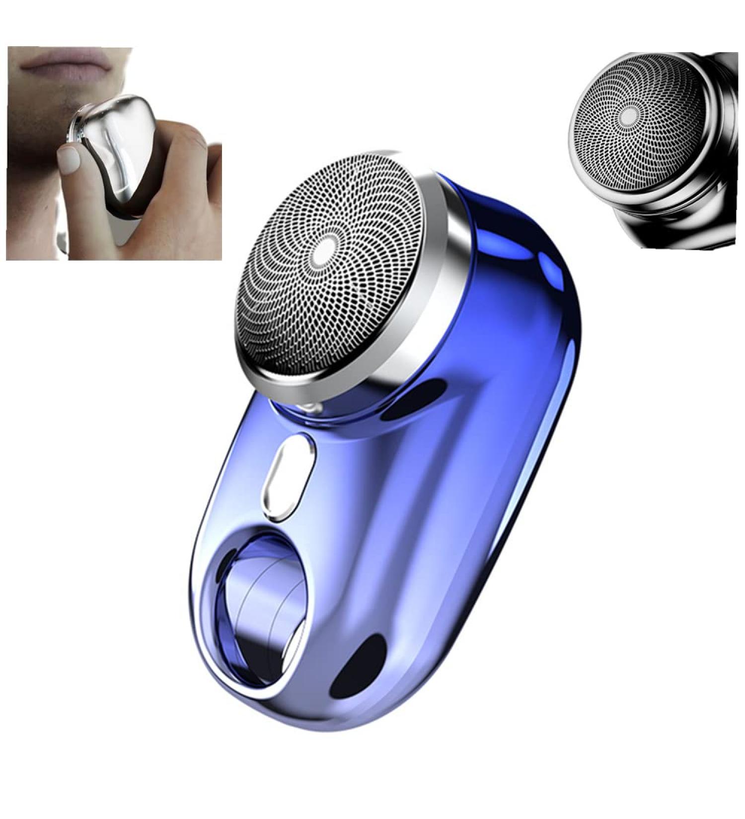Mini Electric Shaver for Men - Portable Rechargeable Travel Razor in Blue - Buy Online on GoSupps.com