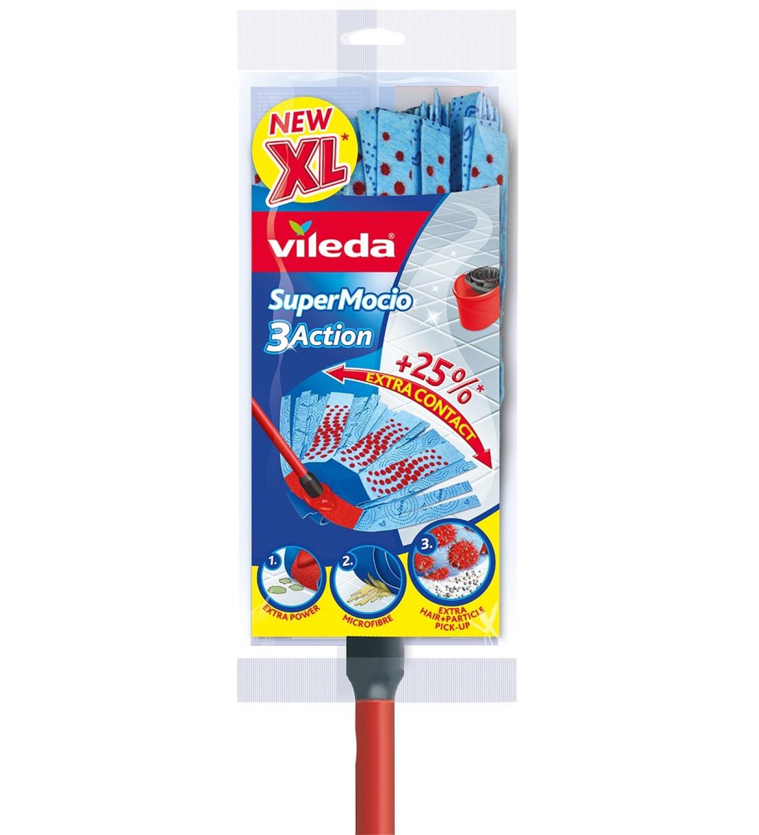 Vileda Supermocio 3 Action Head & Handle - Ideal for Kitchen & Home Cleaning - Buy Online on GoSupps.com